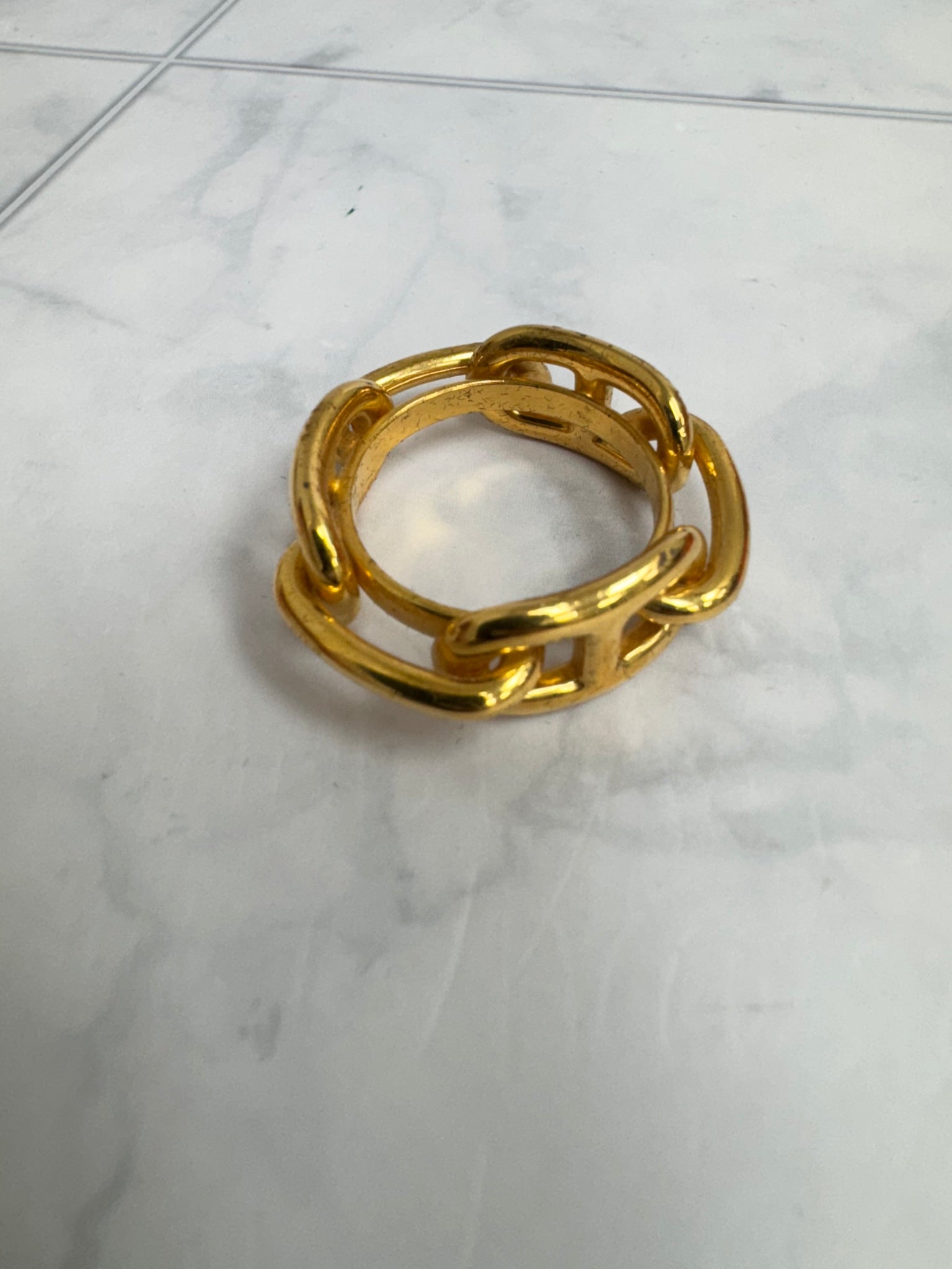 Hermes Gold Regate Chaine D'Ancre Scarf Ring
