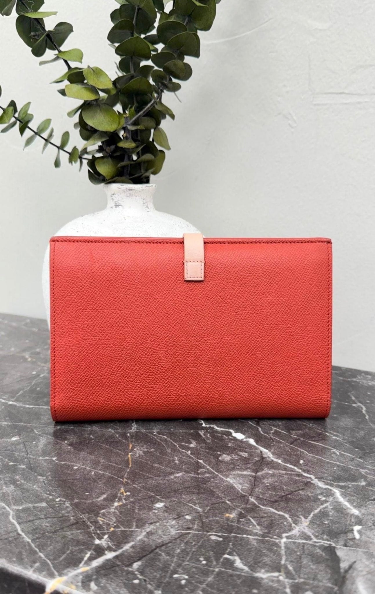 Celine Red & Pink Leather Travel Snap Wallet