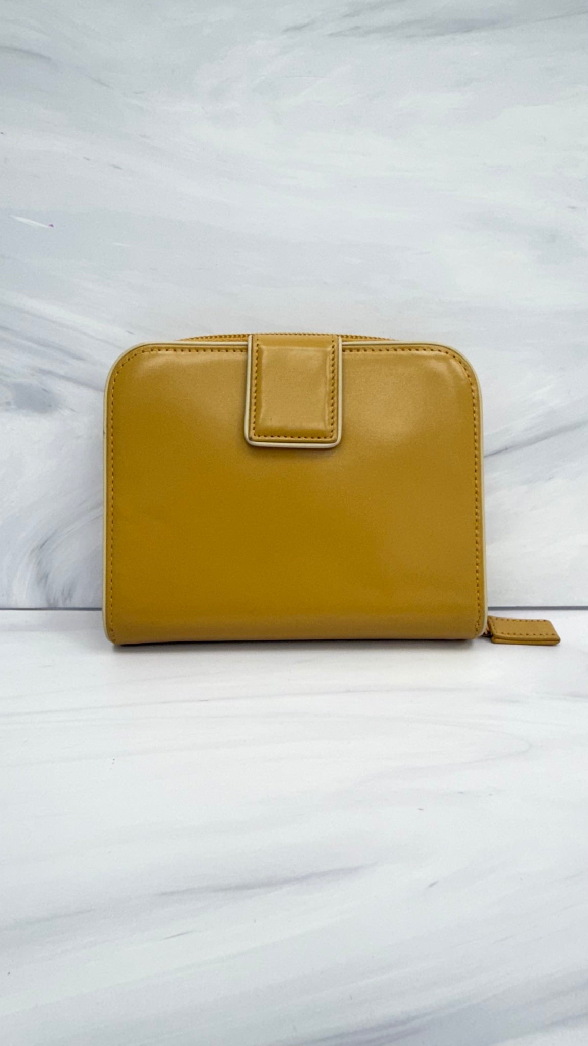Prada Tan Leather Compact Zippy Wallet