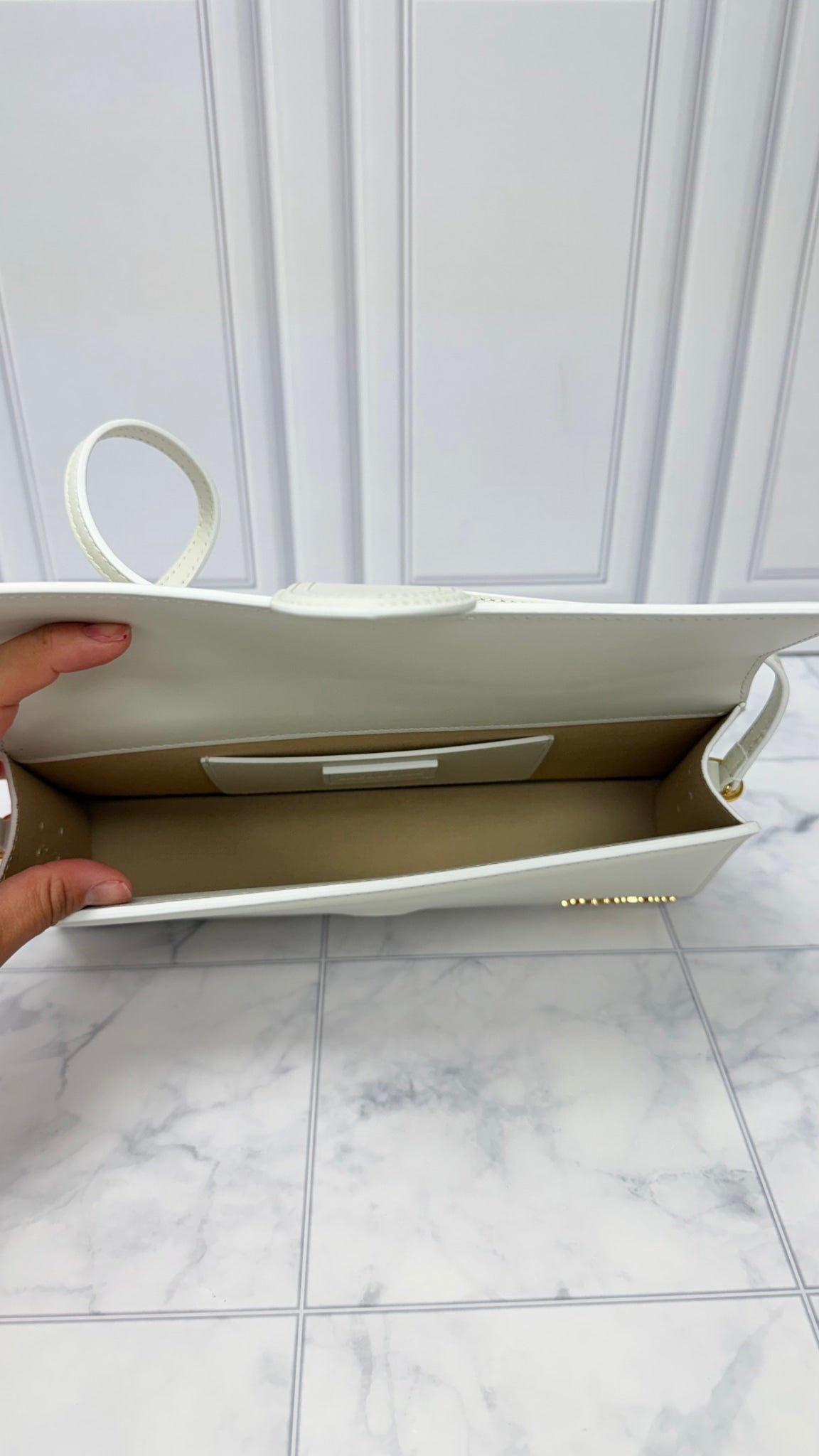 BRAND NEW - Jacquemus White Leather Le Bambino Long Shoulder Bag