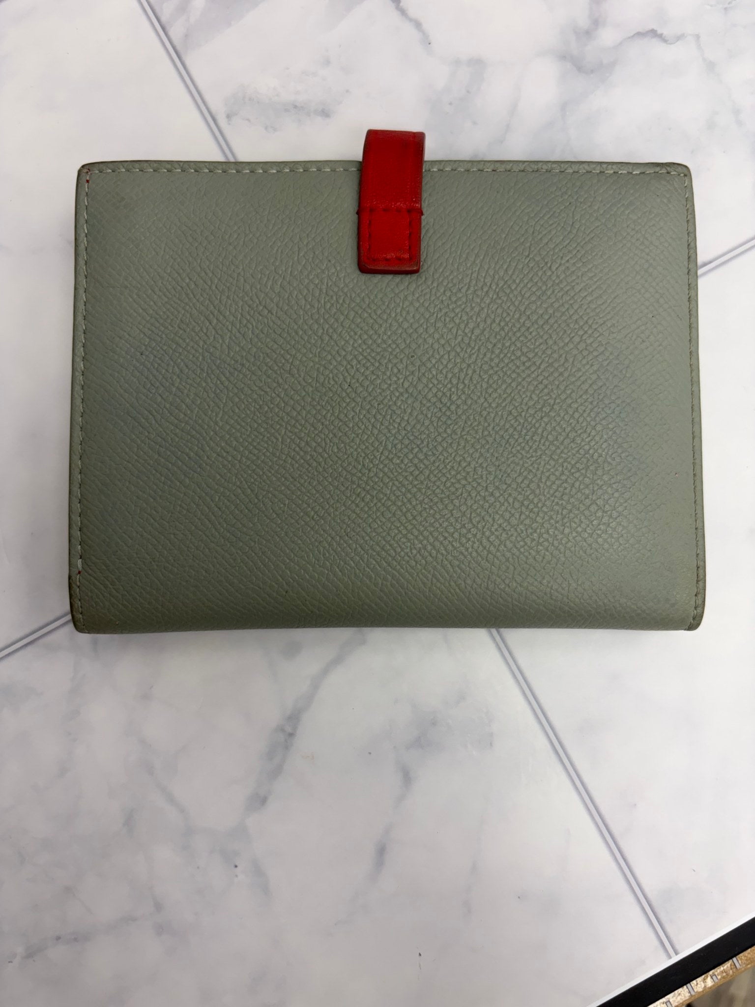 Celine Gray & Red Leather Compact Wallet