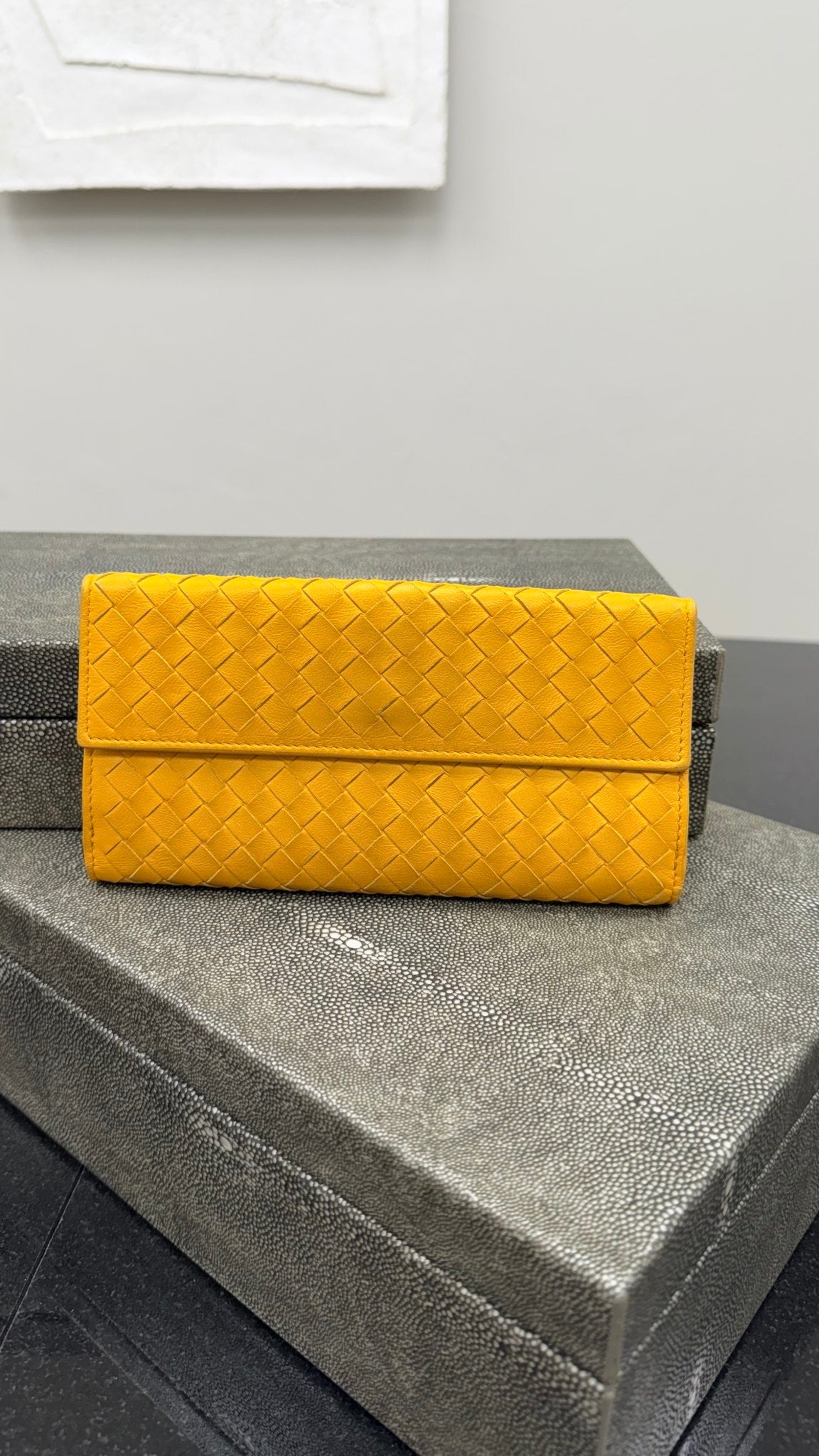 Bottega Veneta Yellow Intrecciato Leather Long Wallet