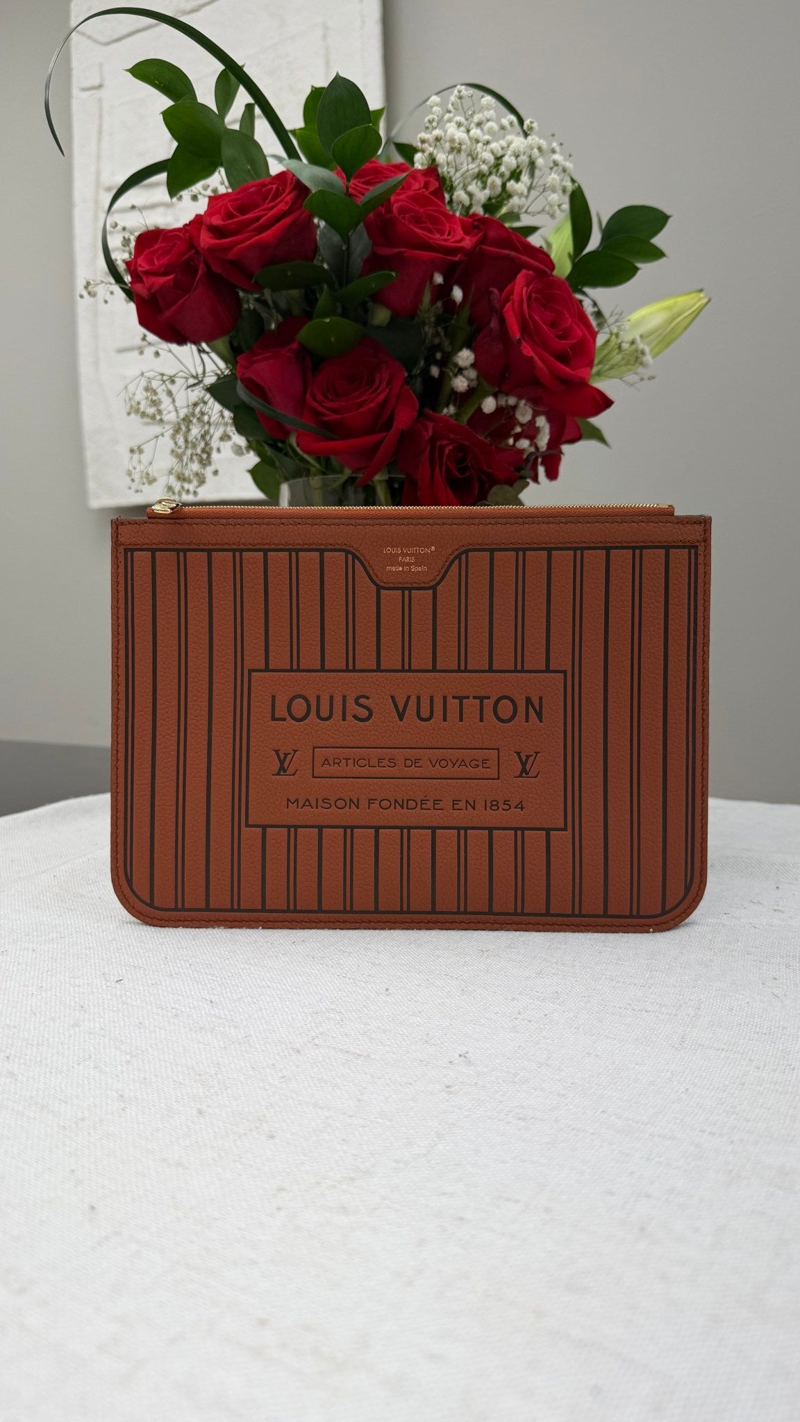 Louis Vuitton Brown Calfskin Neverfull Inside Out MM Pochette