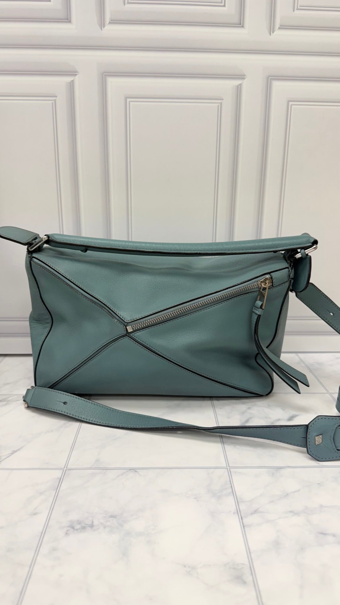 Loewe Teal Leather Puzzle 2Way Bag