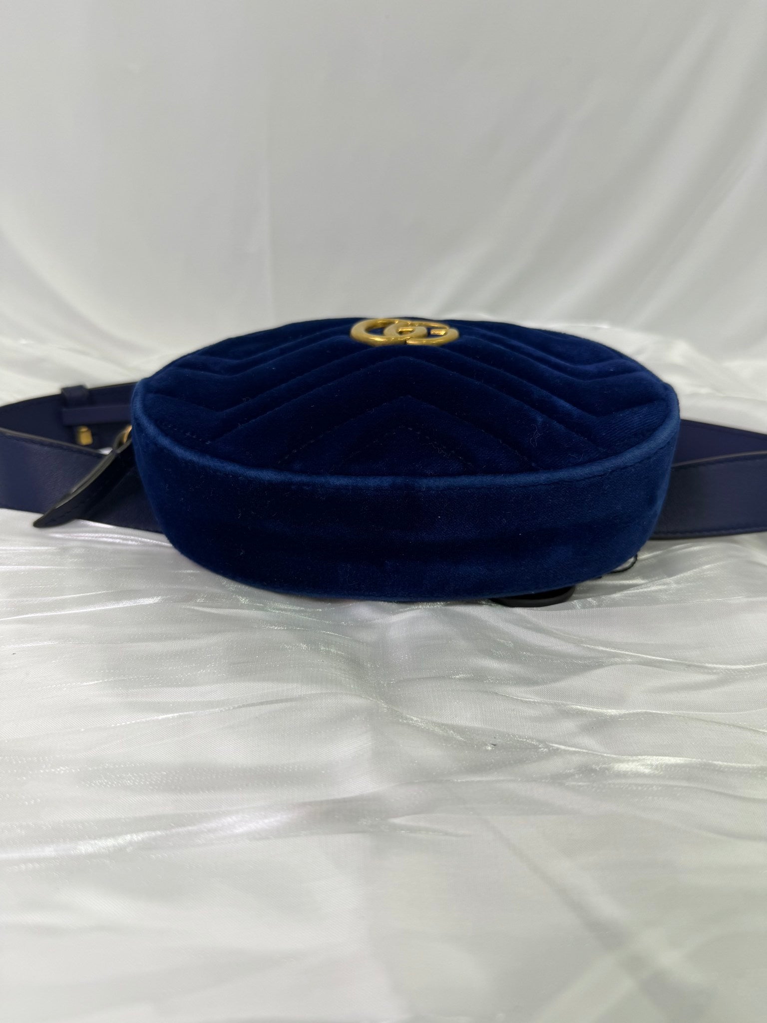 Gucci Royal Blue Velvet Marmont Belt Bag