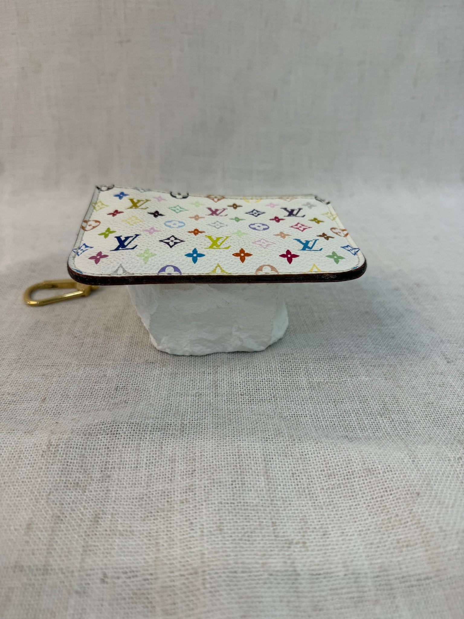 Louis Vuitton White Multicolor Pochette Cles Coin Pouch