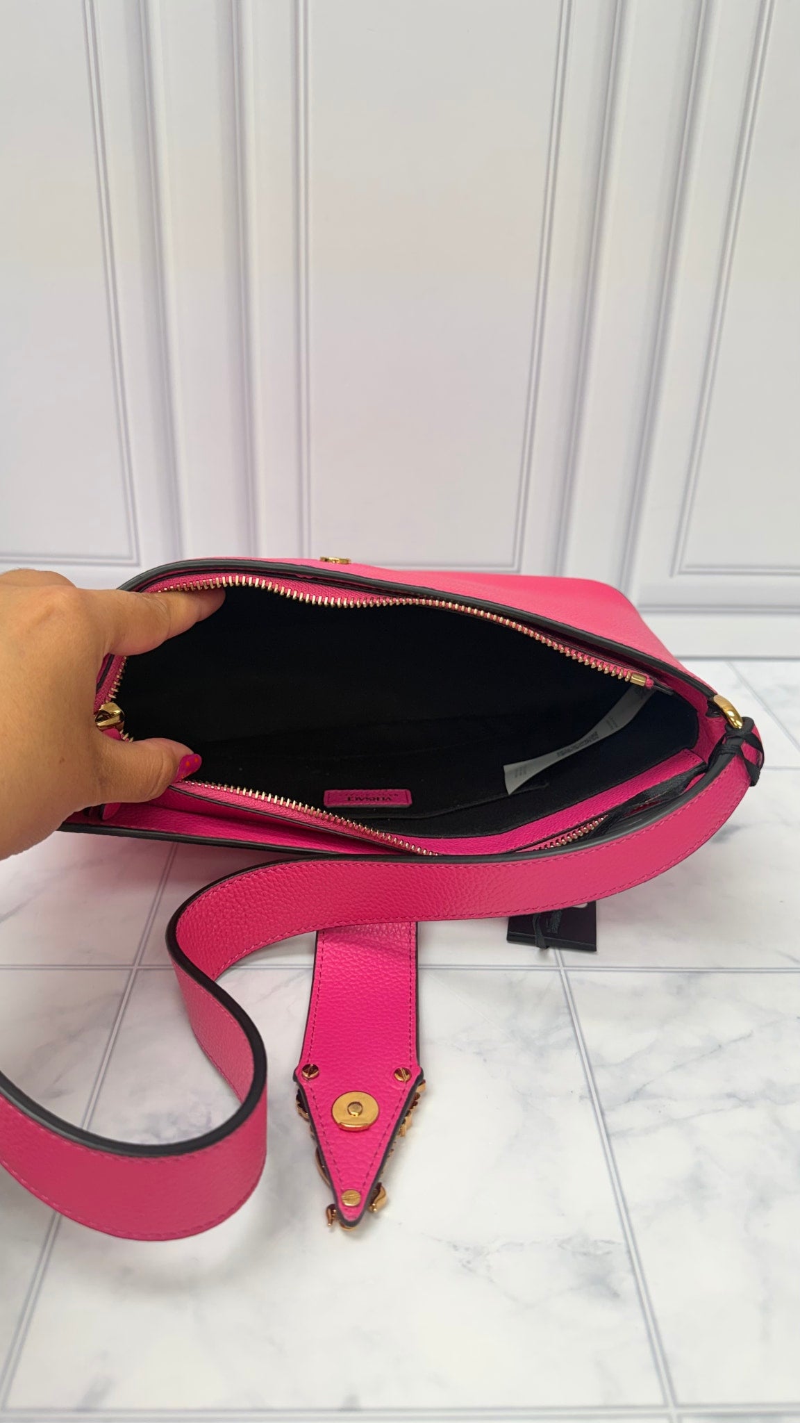 Versace Hot Pink Grained Leather Shoulder Bag