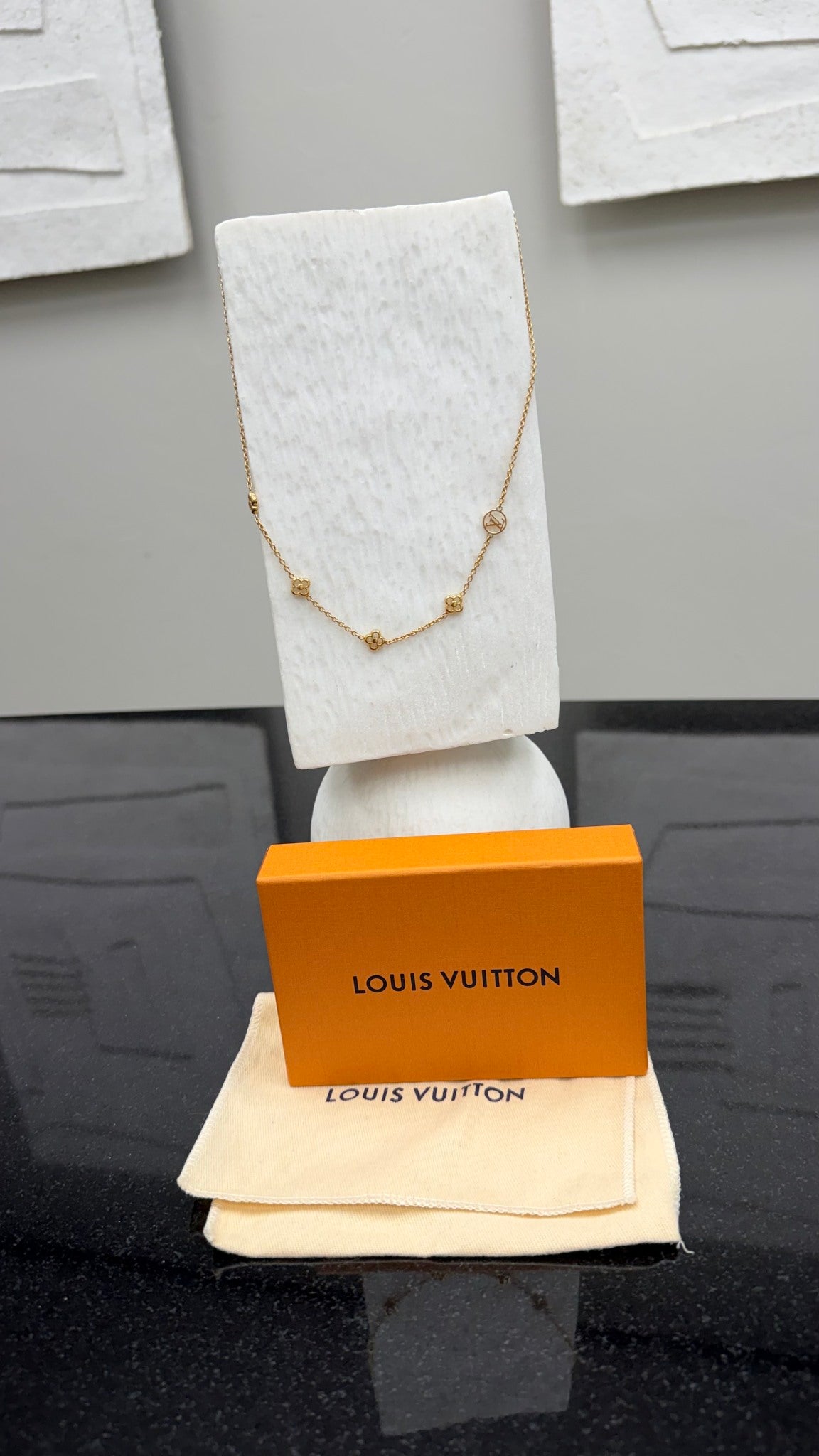 Louis Vuitton Gold Tone Flower Full Necklace