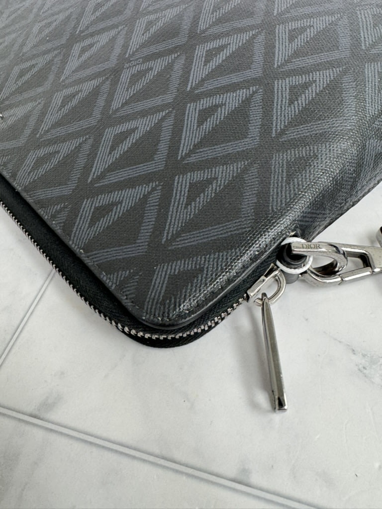 Christian Dior Black CD Diamond Coated Canvas A5 Pouch