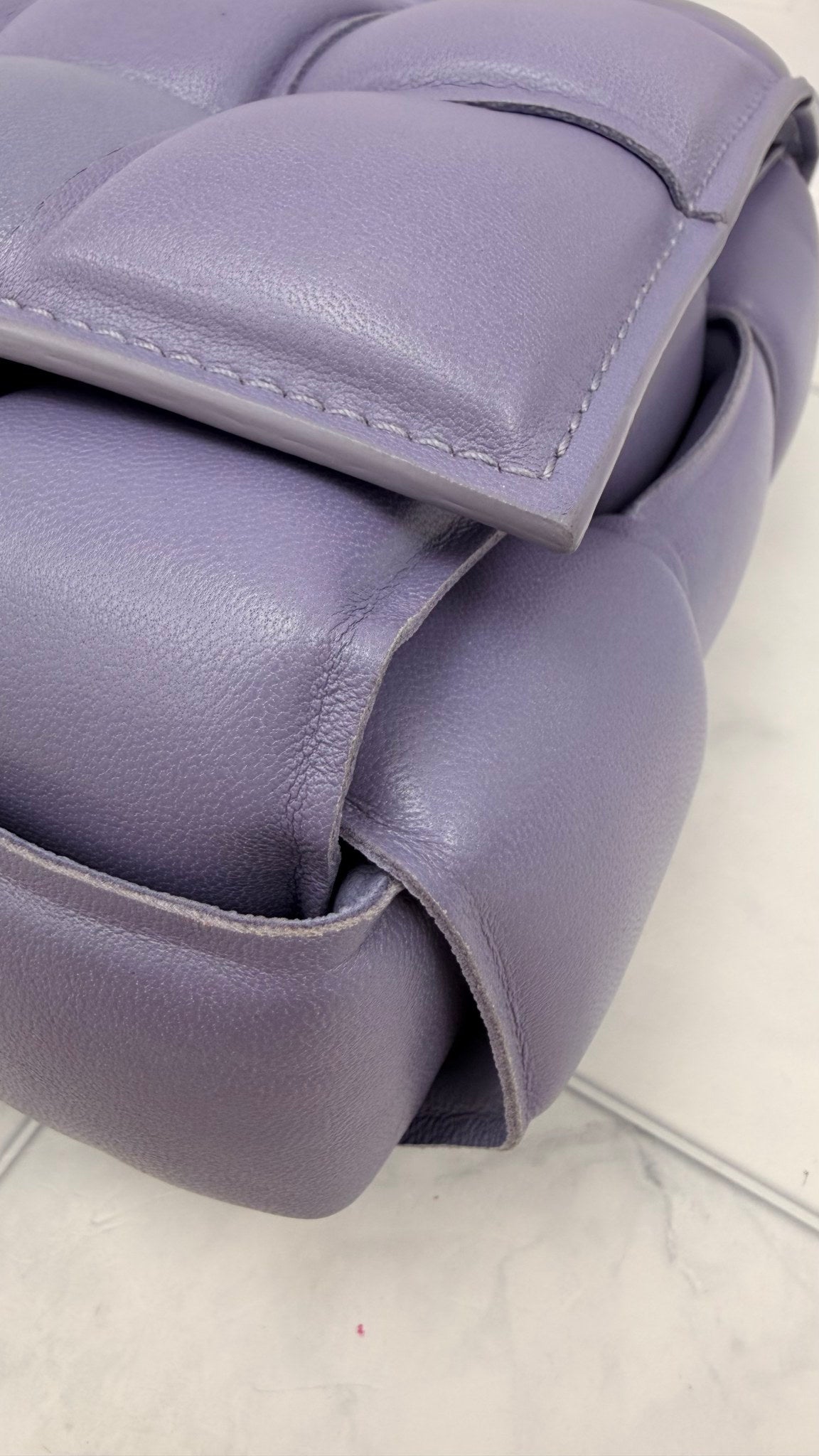 Bottega Veneta Purple Lambskin Leather Padded Chain Cassette Bag