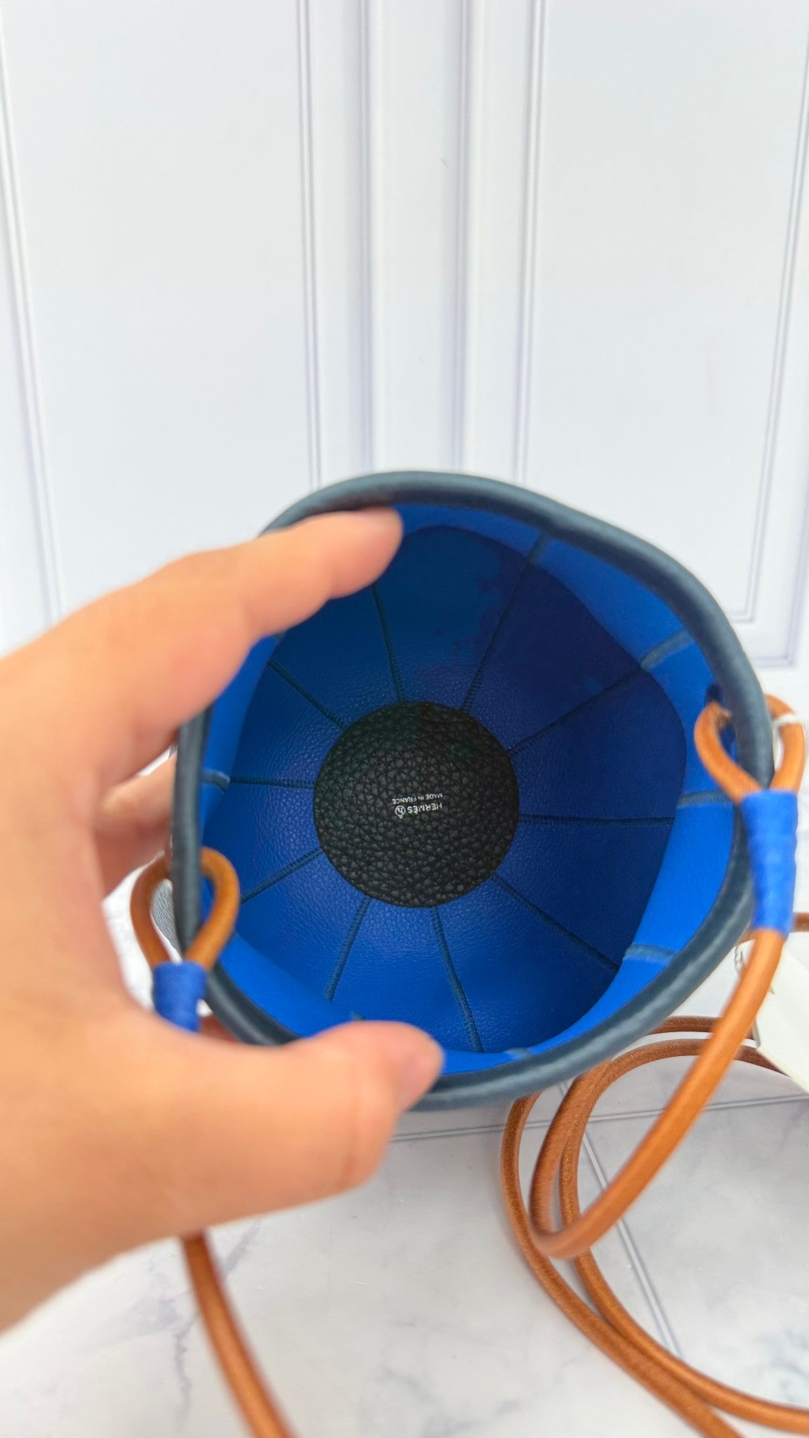 LIKE NEW - Hermes Blue Taurillon Leather Petit H Bitter Apple Crossbody Bag