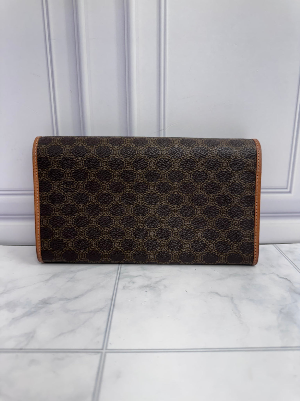 Celine Brown Macadam Coated Canvas Long Wallet