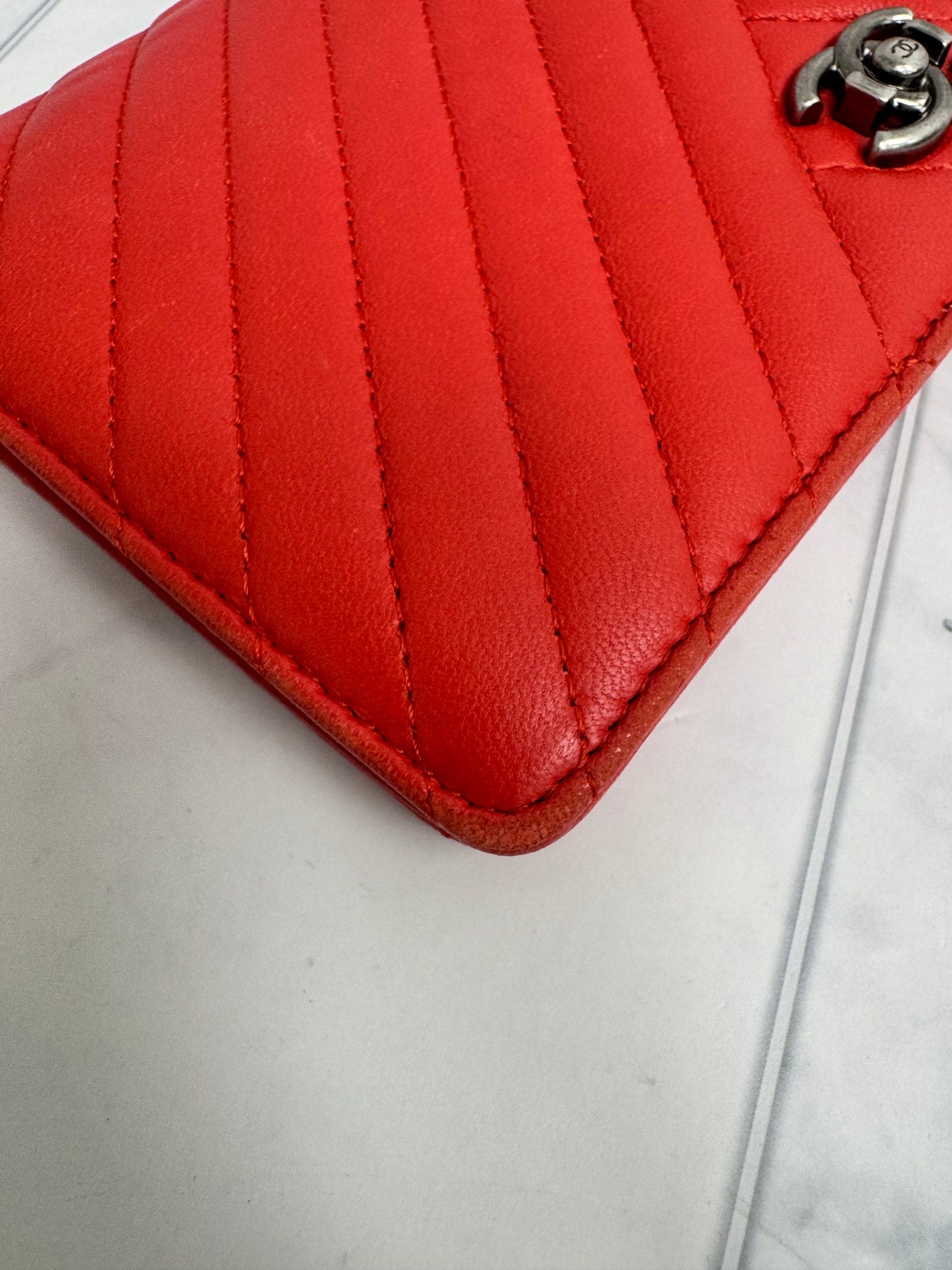 Chanel Red Quilted Leather Long Flap Wallet