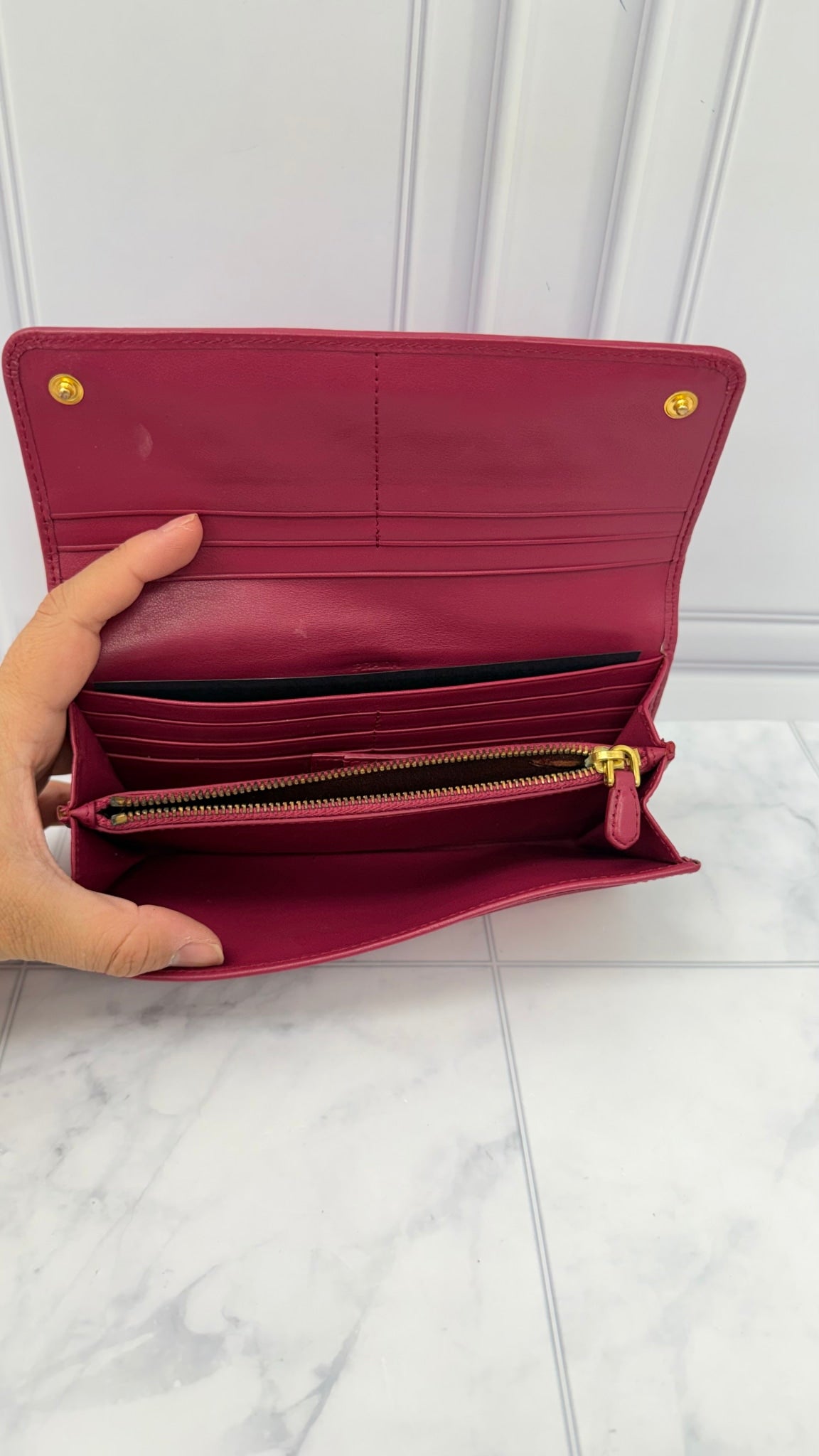Prada Pink Quilted Nylon Long Wallet