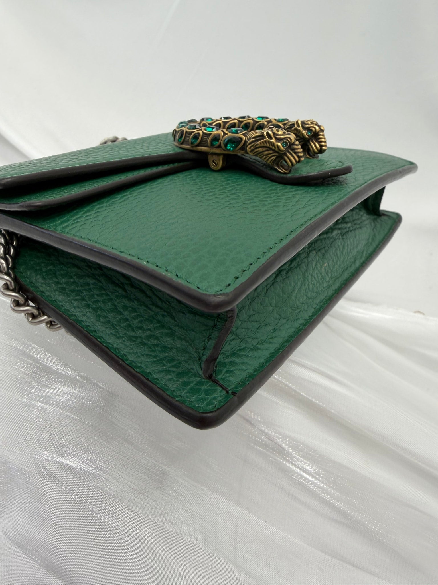 Gucci Emerald Green Grained Leather Super Mini Dionysus Bag