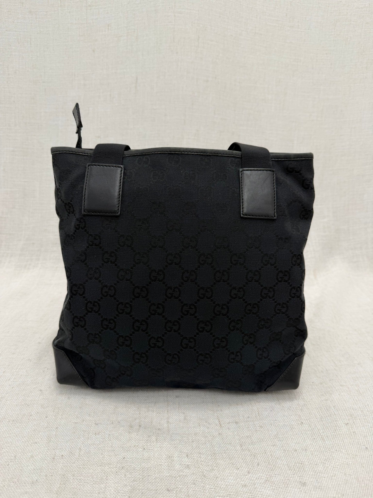 Gucci Black GG Canvas & Leather Tote Bag