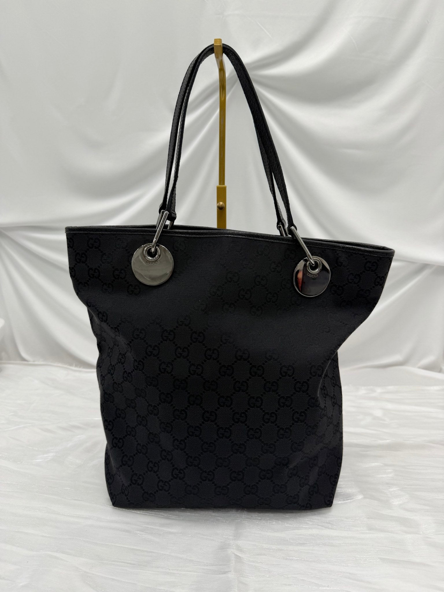 Gucci Black GG Canvas Shoulder Tote
