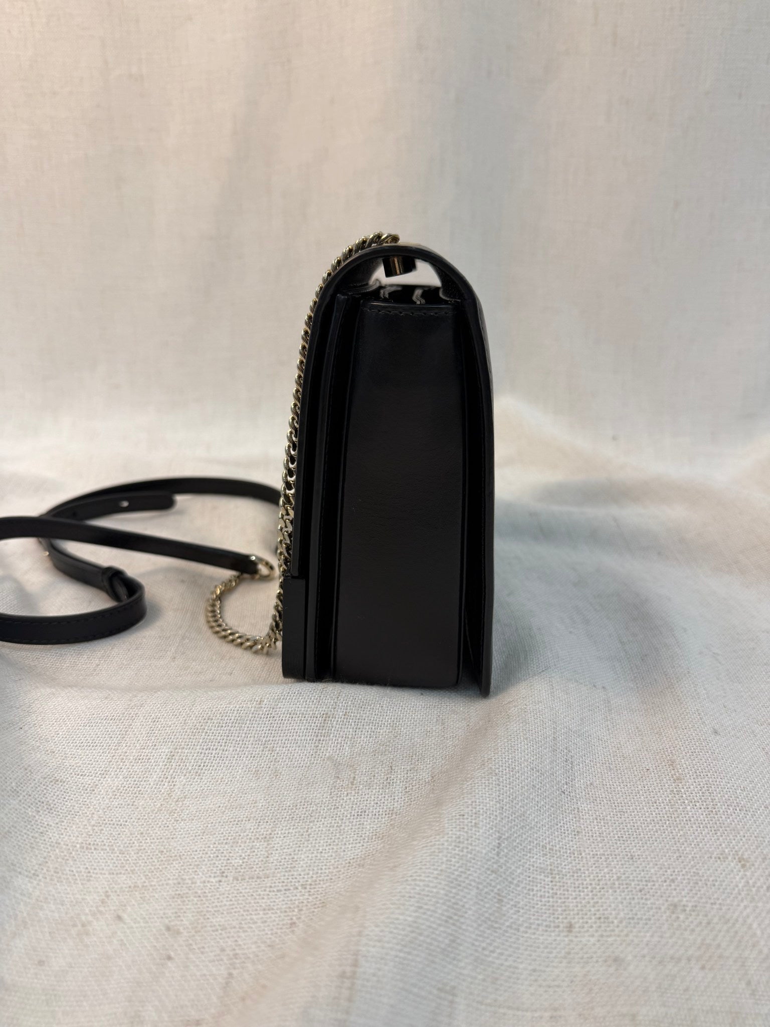 Blvgari Black Leather Small Flap Bag
