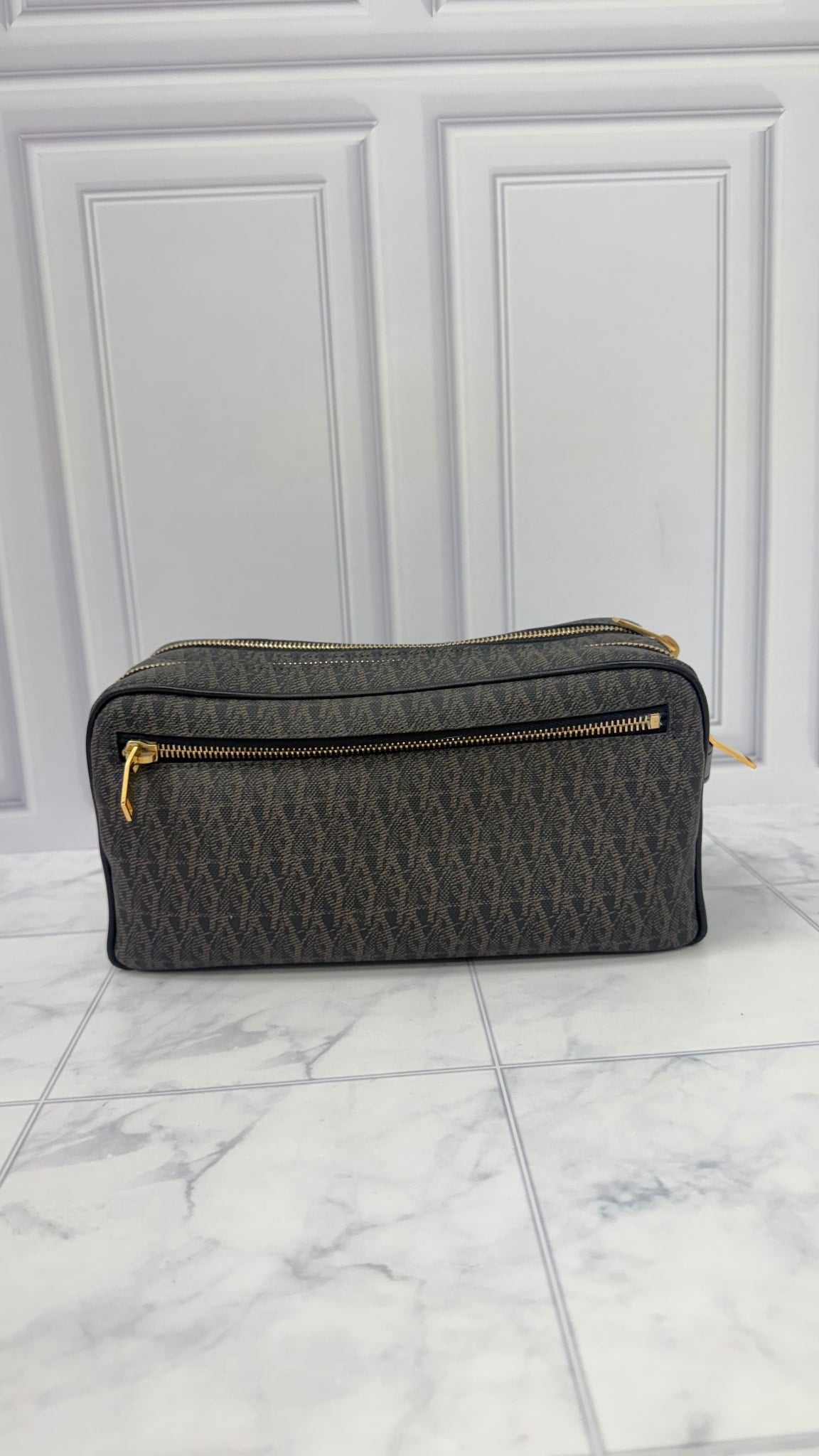 Saint Laurent Saint Laurent YSL Brown And Black Canvas Toiletry Bag