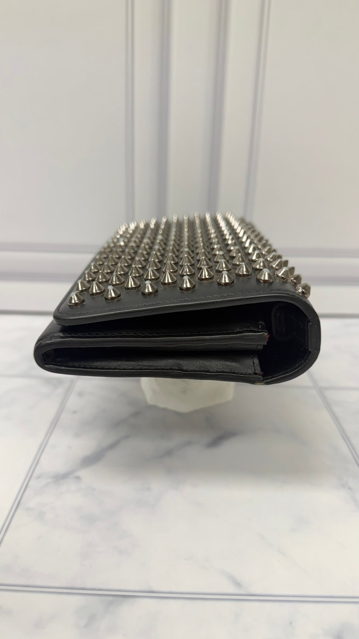 Christian Louboutin Black Leather Studded Wristlet