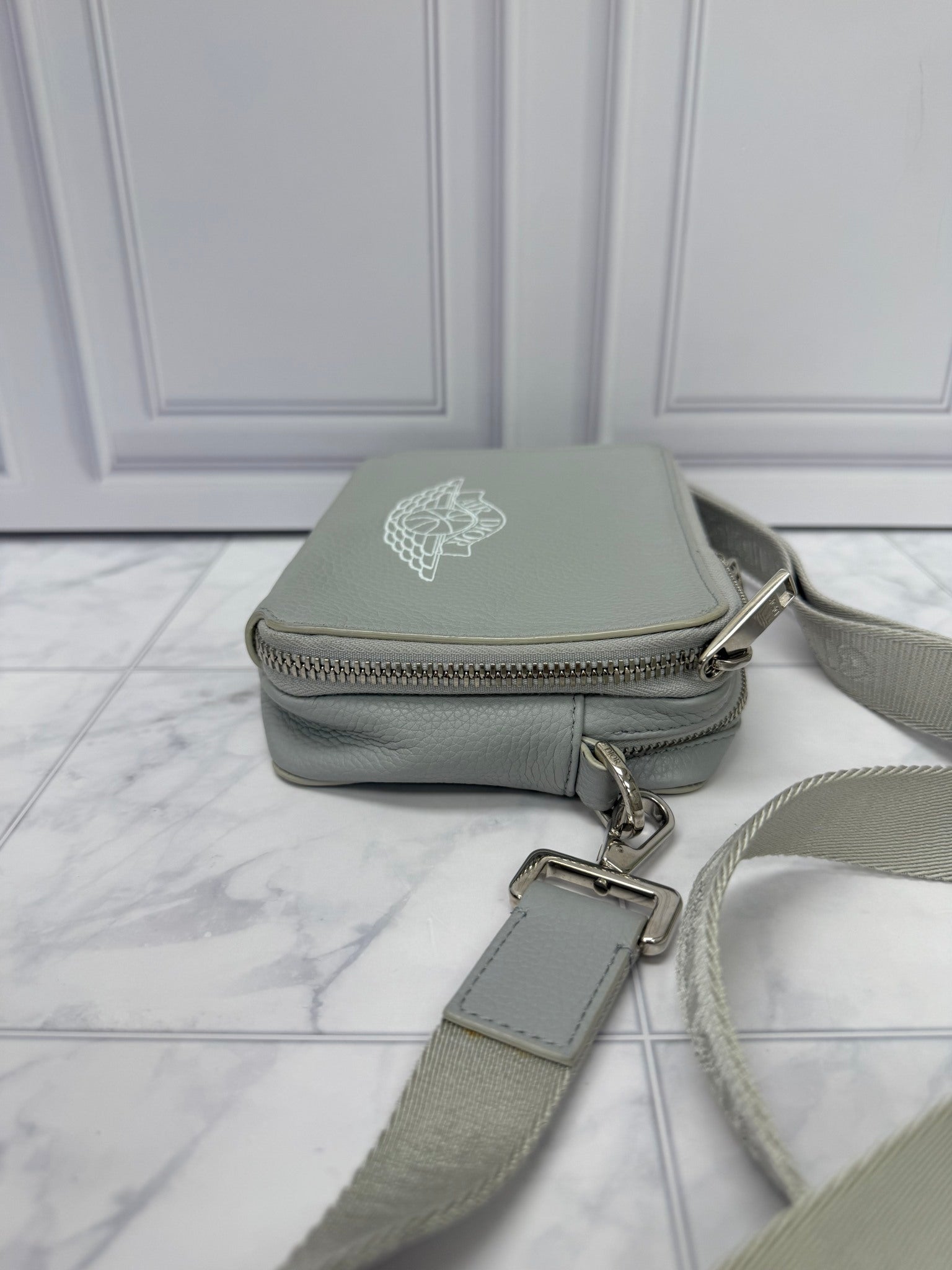 Christian Dior x Jordan Grey Grained Leather Wings Crossbody Bag