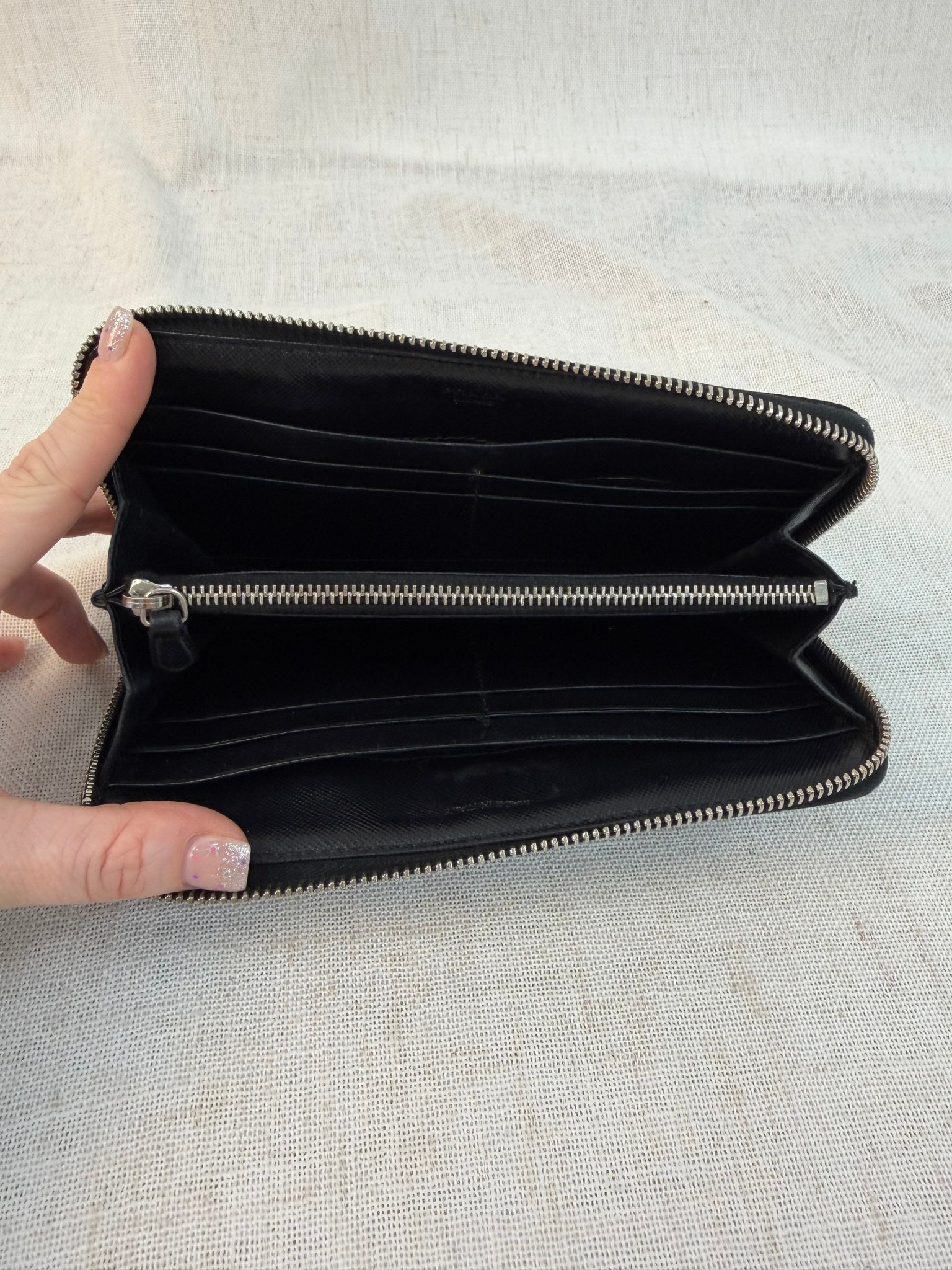 Prada Black Nylon Tessuto Zip Around Wallet