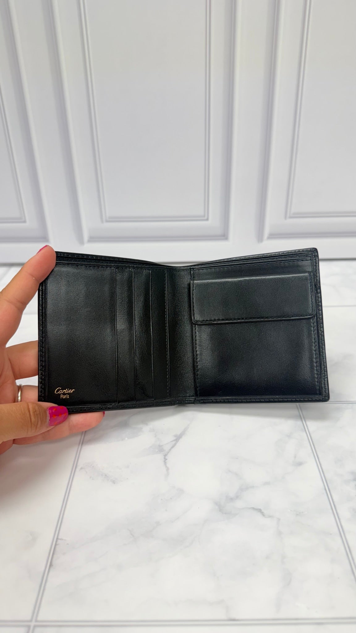 Cartier Black Leather Bifold Wallet