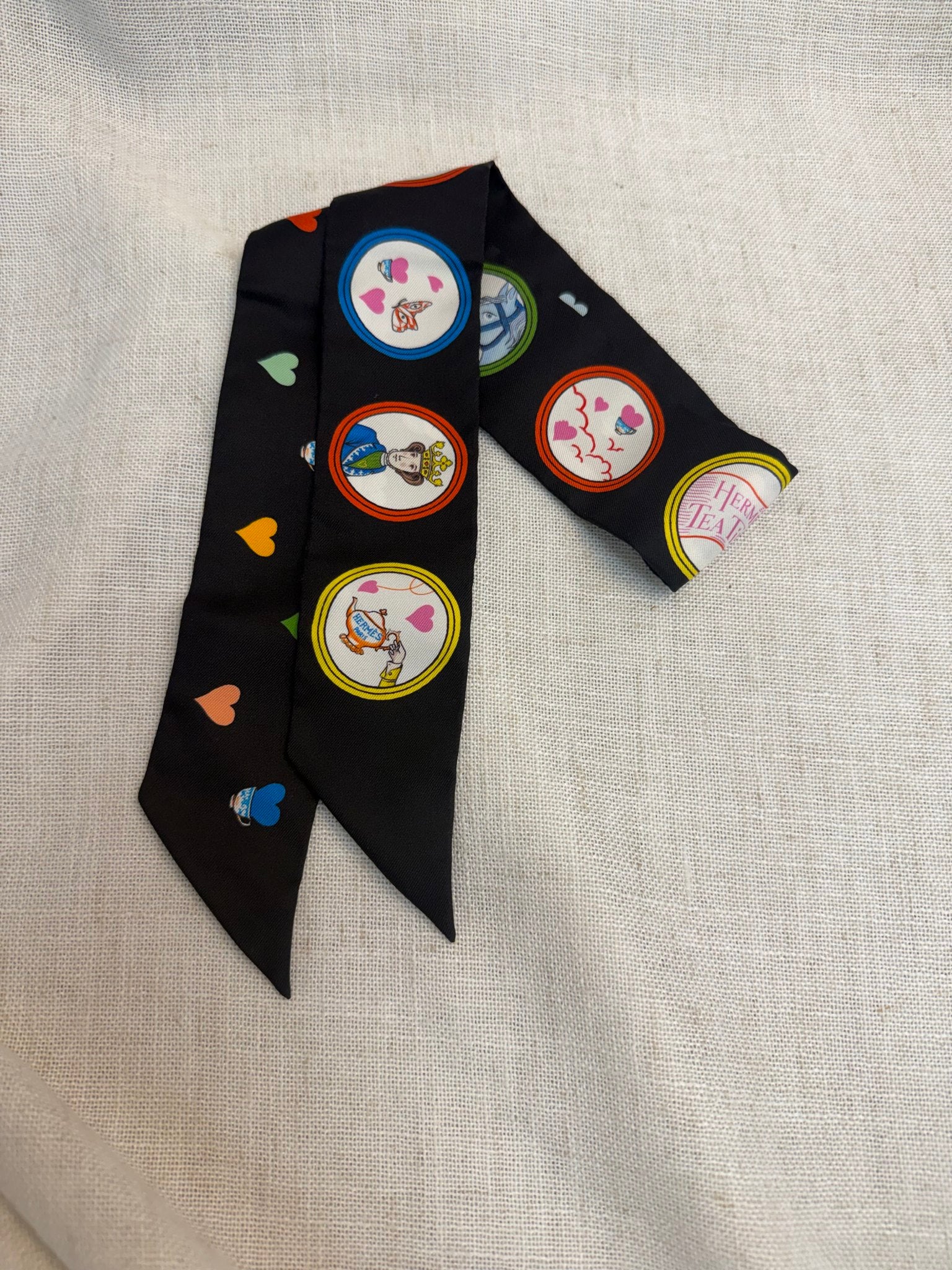 LIKE NEW - Hermes Black Silk Tea Time Twilly