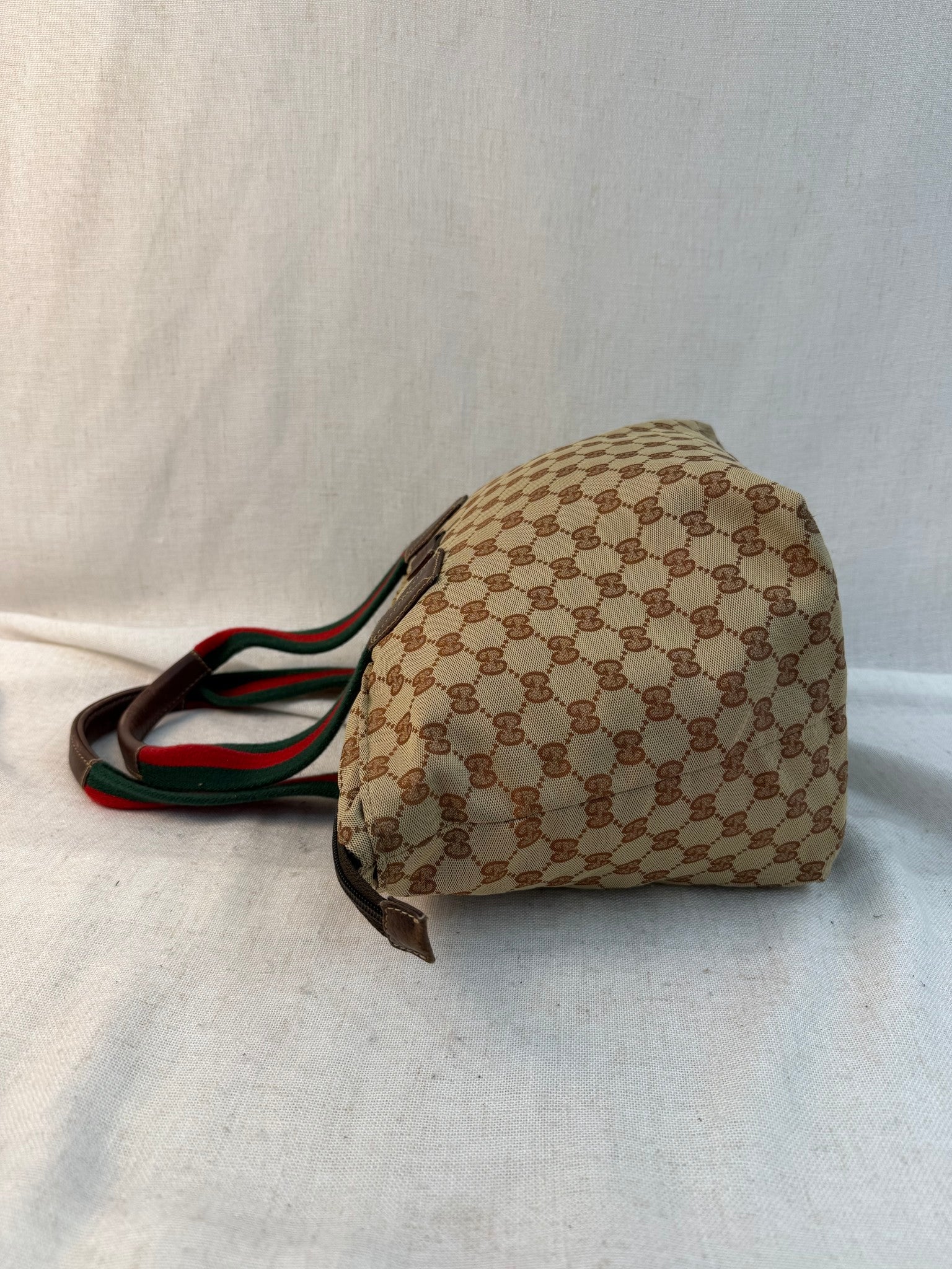 Gucci Brown Canvas Web Tote Bag