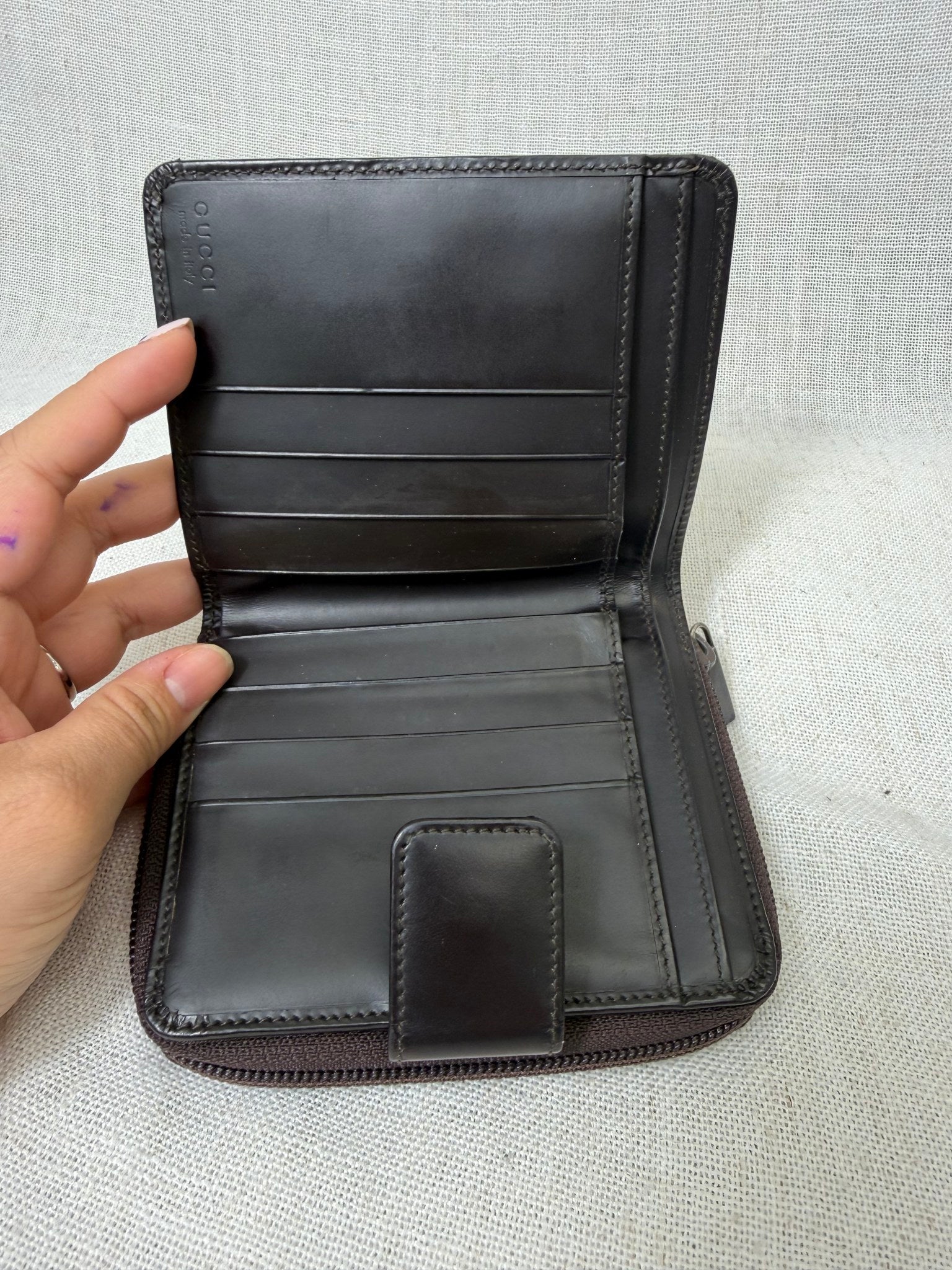 Gucci Brown Nylon Compact Zippy Wallet