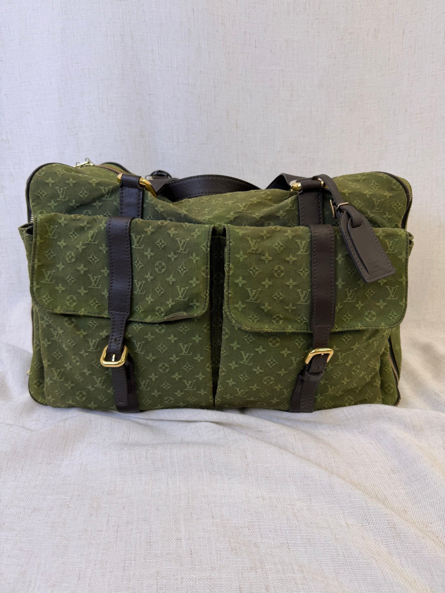 Louis Vuitton Olive Green Monogram Canvas Mini Lin Claudine Duffle Bag