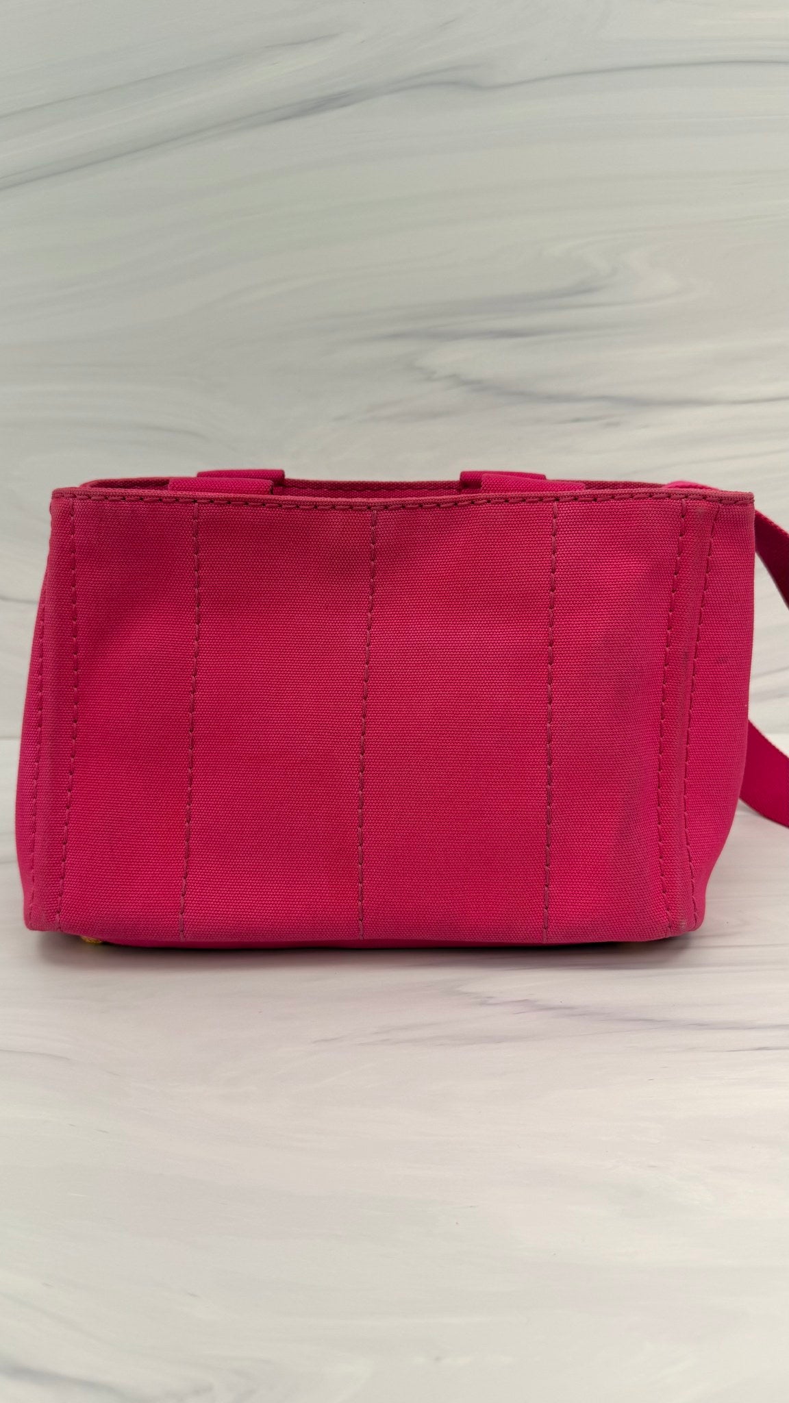 Prada Fuchsia Canvas Canape Small 2Way Tote Bag