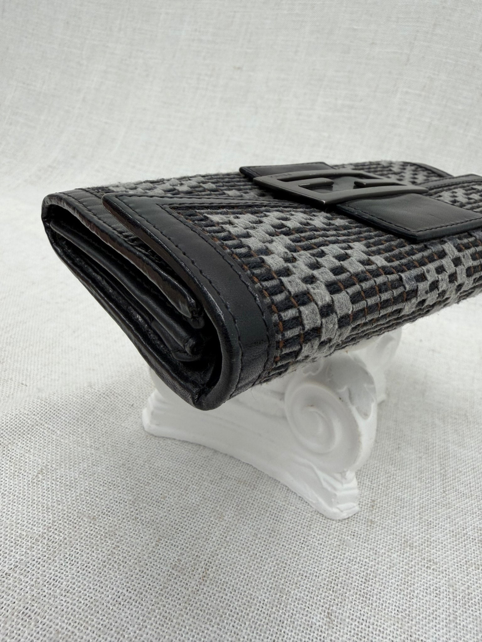 Fendi Black Textured Zucca Long Wallet