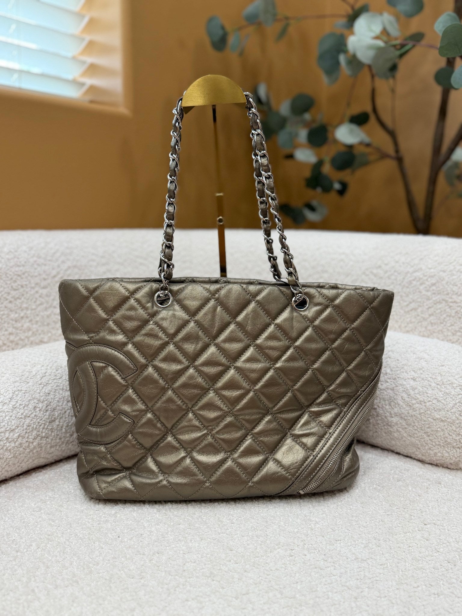 Chanel Bronze Metallic Calfskin Cambon Tote