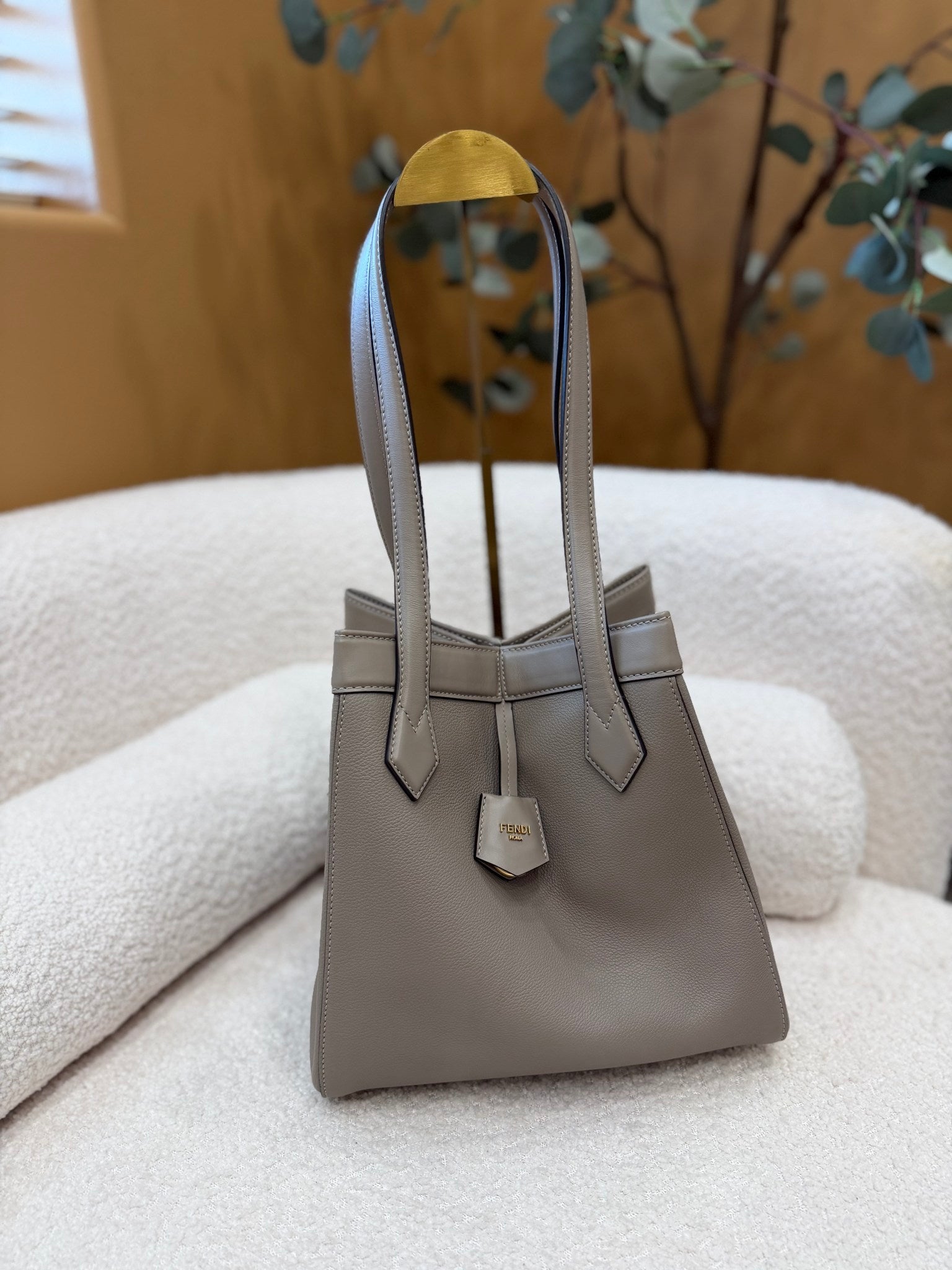 Fendi Taupe Leather Origami Medium Bag