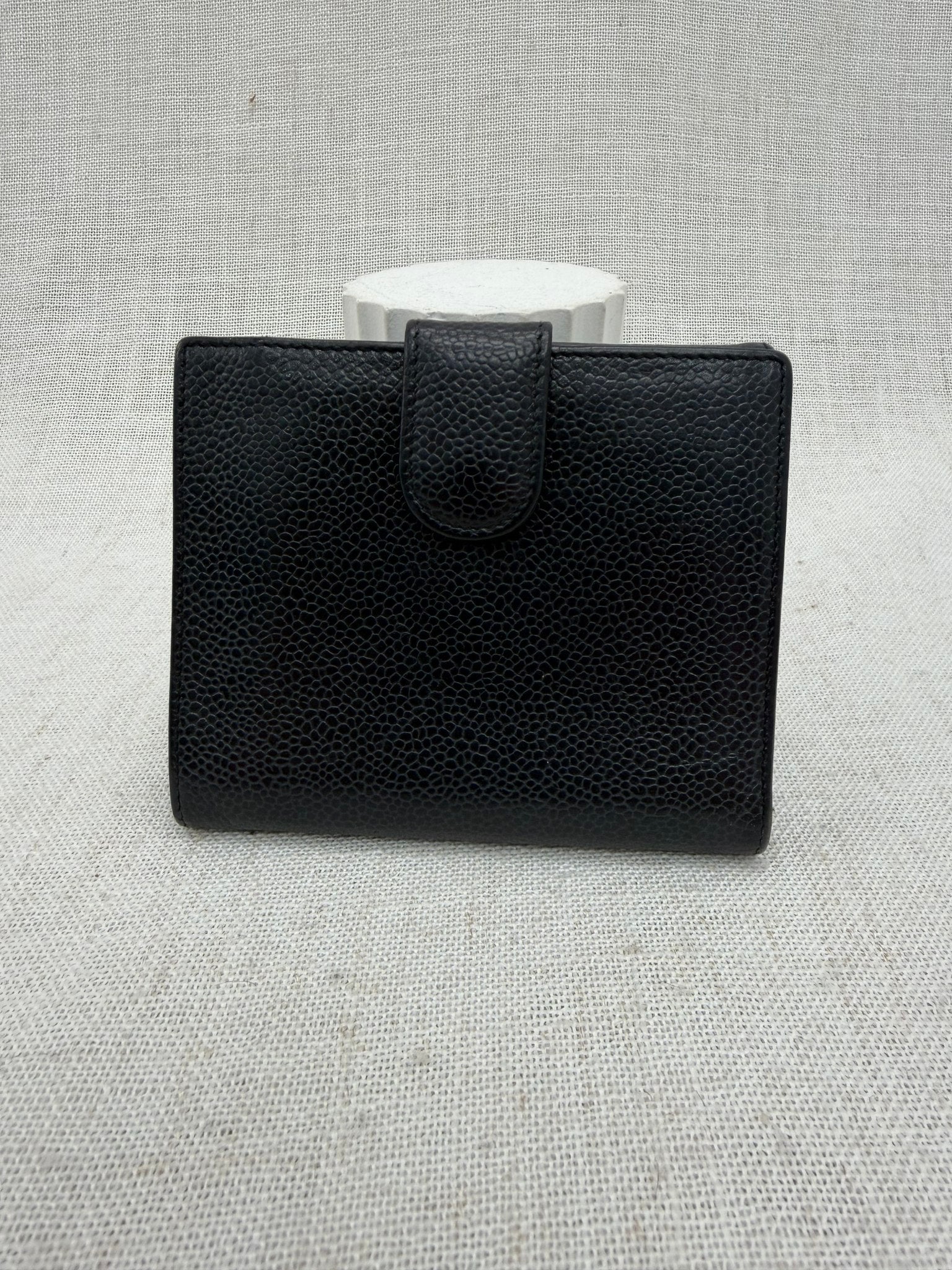 Chanel Vintage Black Caviar Leather CC Compact Wallet