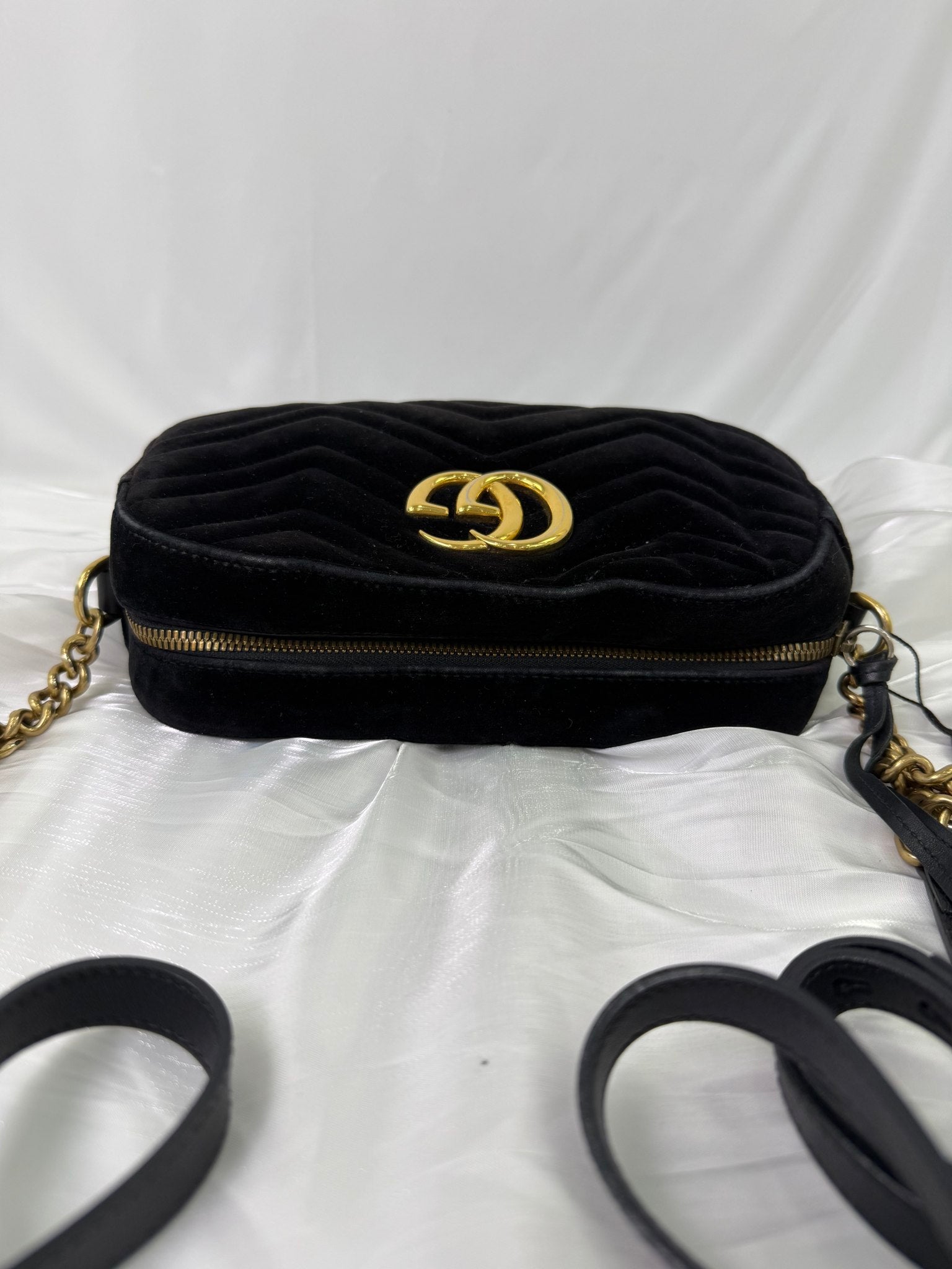 Gucci Black Velvet Marmont Crossbody Bag