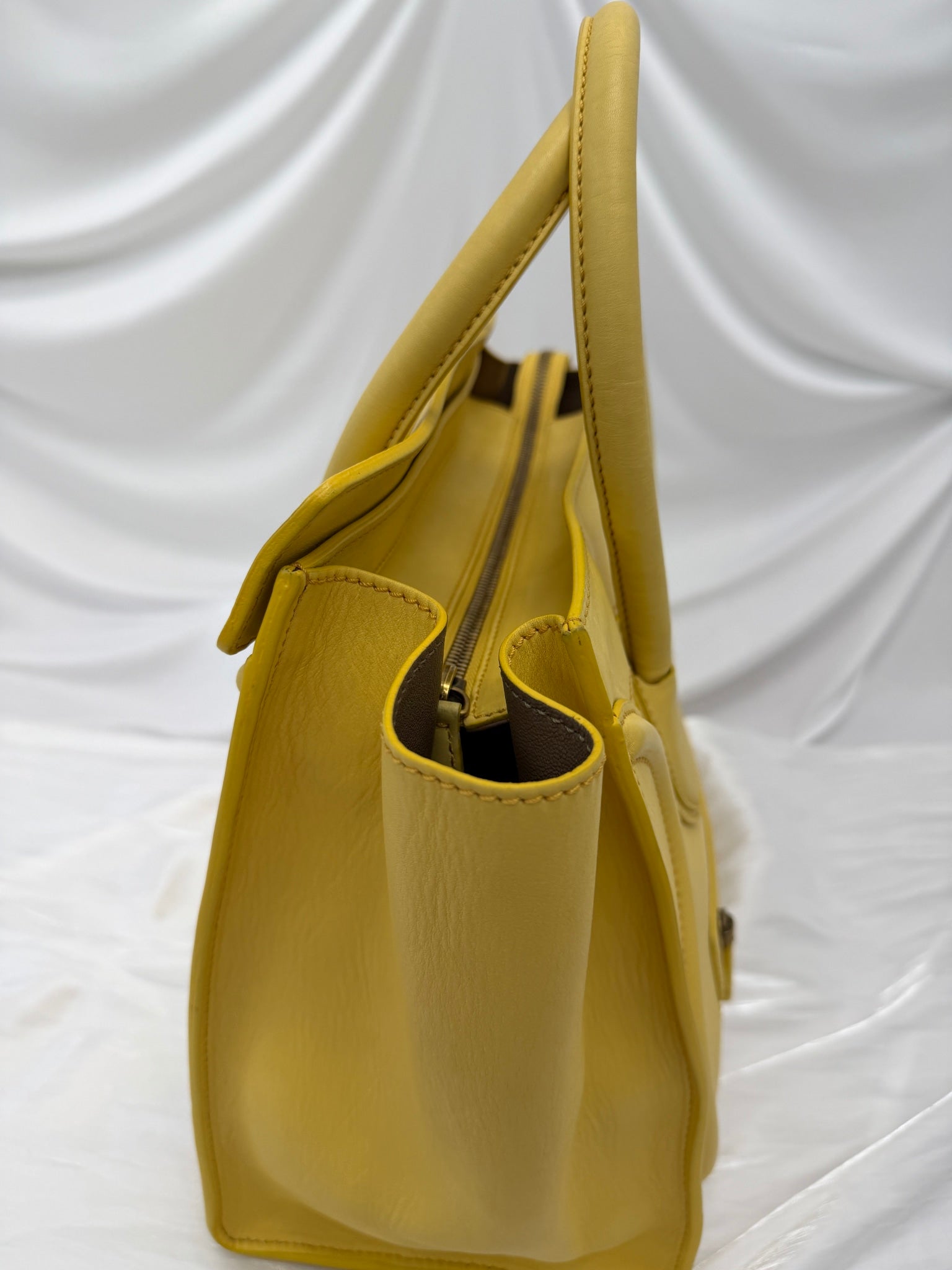 Celine Yellow Leather Mini Luggge Handbag