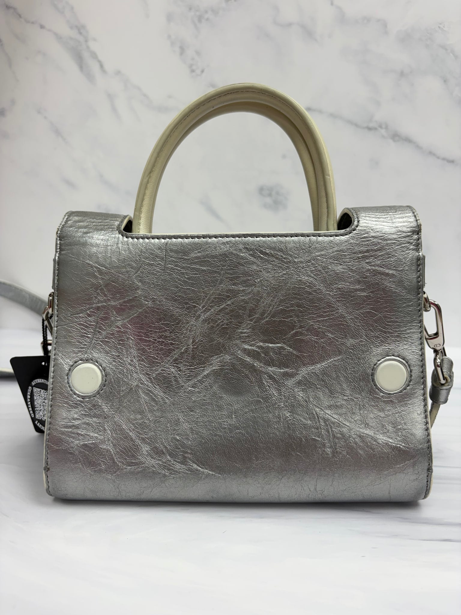 Christian Dior Silver Leather Diorever Two Way Bag