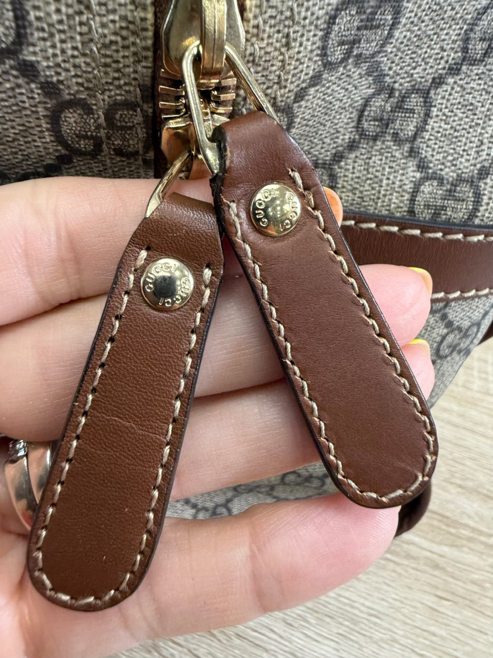 Gucci GG Beige Coated Canvas Web Loop Duffle Bag