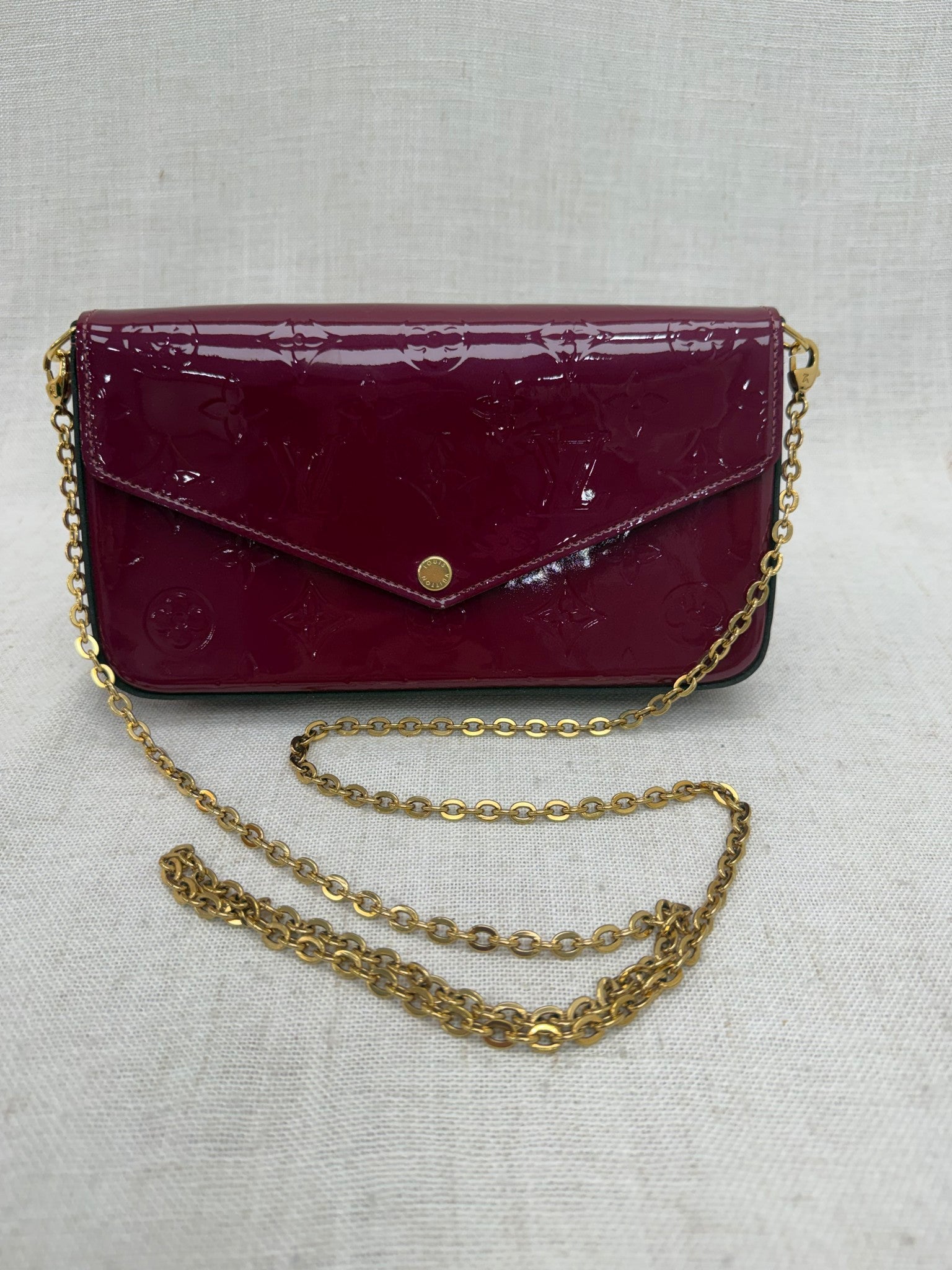 Louis Vuitton Raspberry Vernis Felicie Pochette Bag