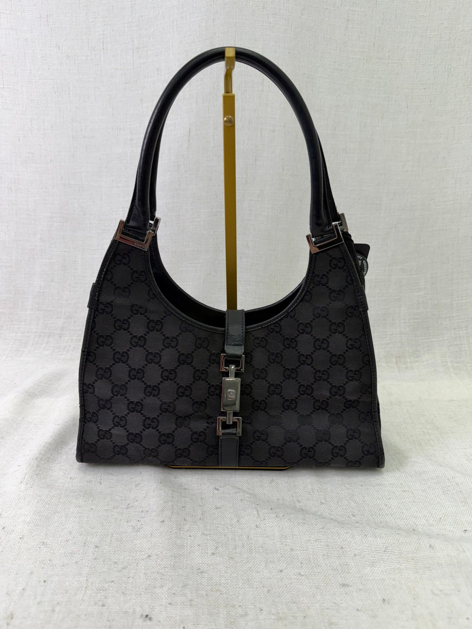 Gucci Black GG Canvas Jackie Shoulder Bag