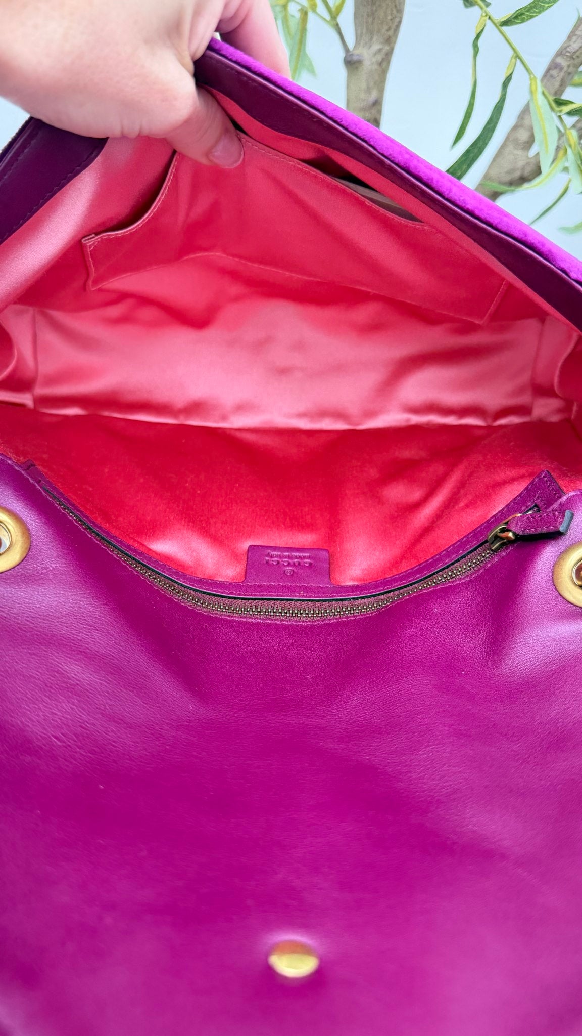 Gucci Purple Suede LOVED Embroidered Medium Marmont Flap Bag