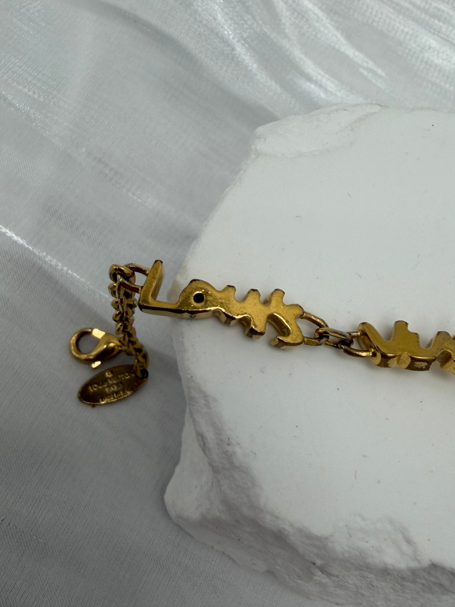 Louis Vuitton Graffiti Logo Gold Tone Bracelet