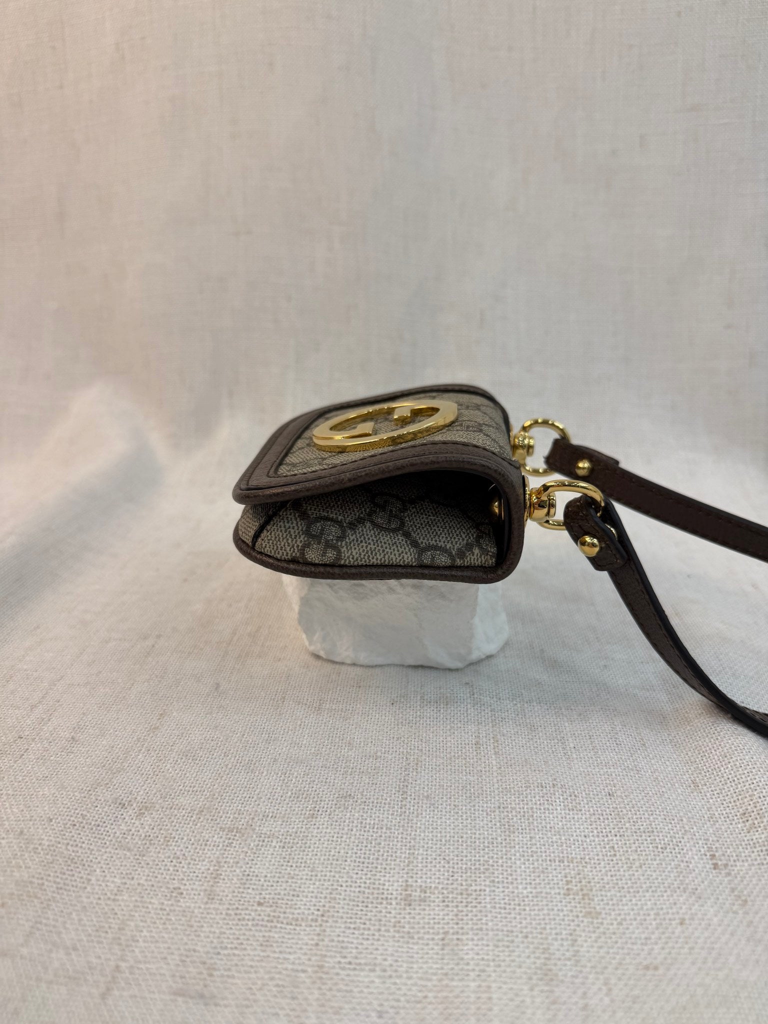 Gucci Brown Canvas Blondie Card Case With Strap