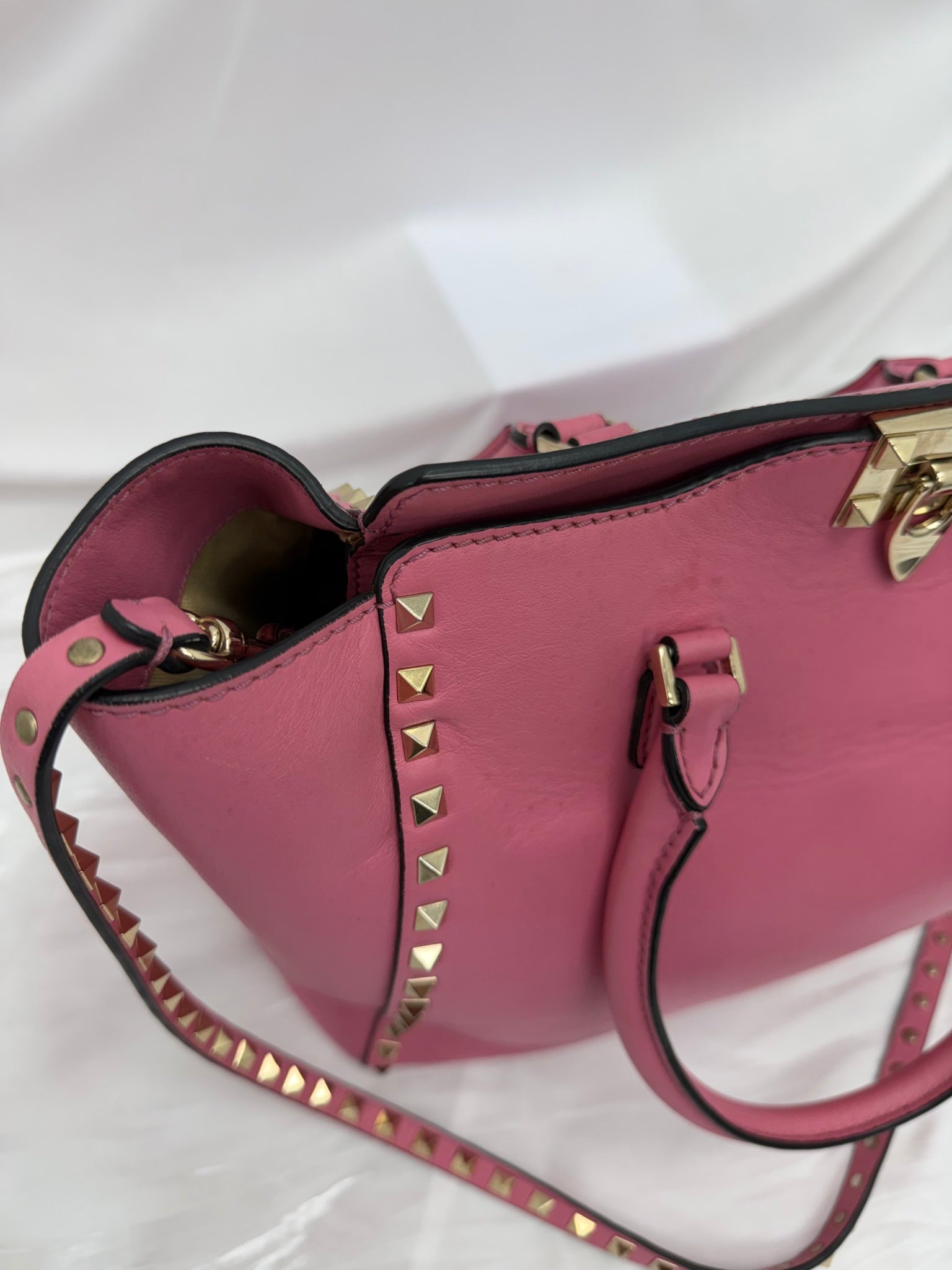 Valentino Pink Leather Rockstud 2Way Handbag