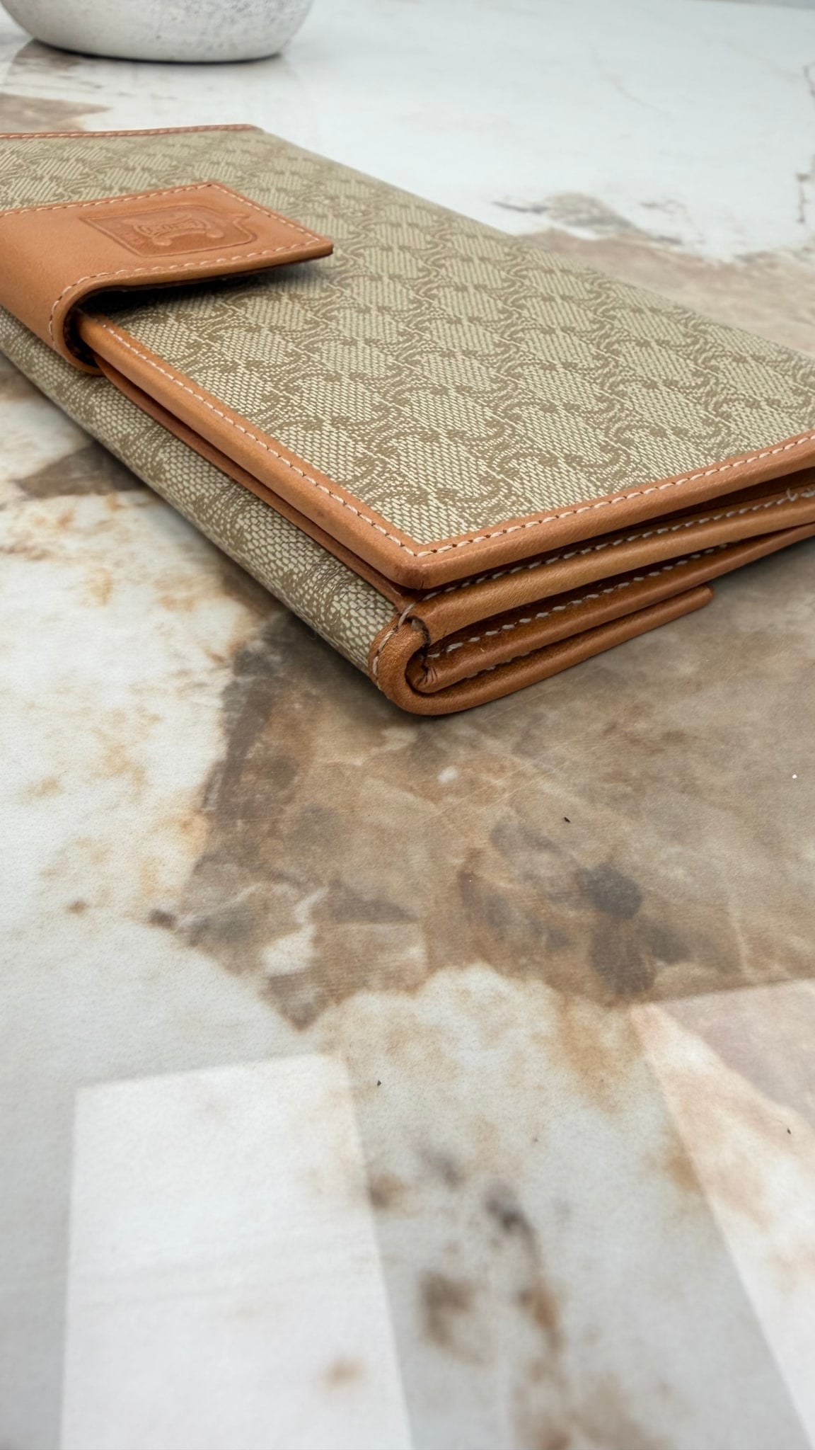 Celine Beige Macadam Coated Canvas Long Wallet
