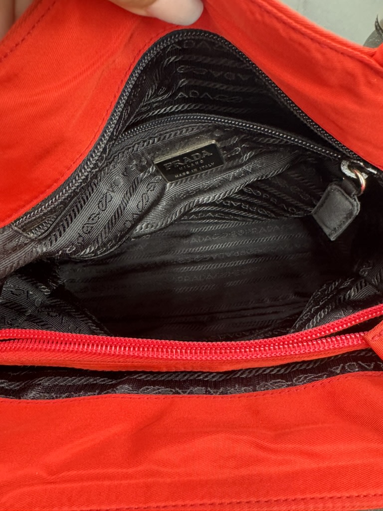 Prada Red Nylon Top Handle Bag