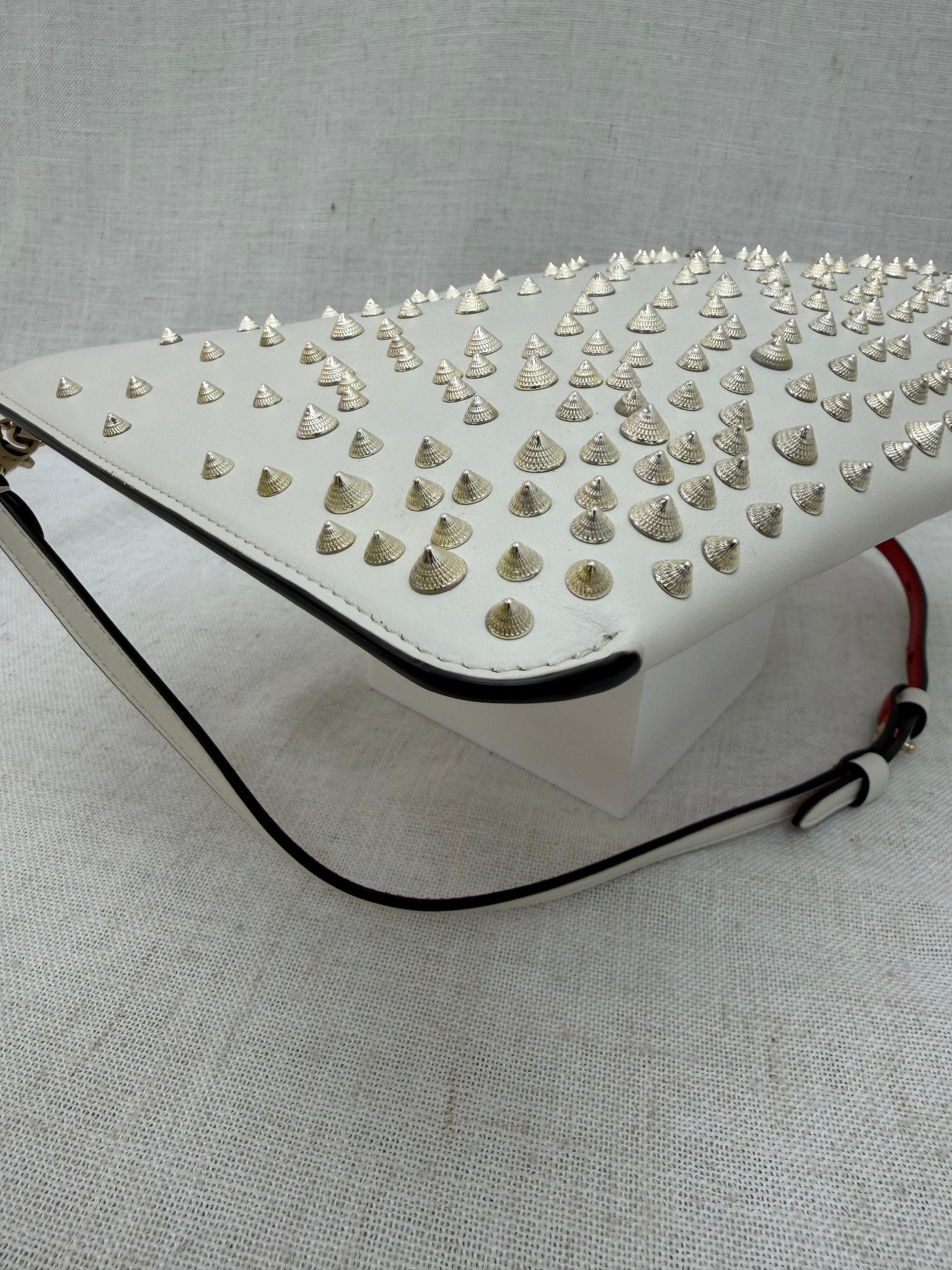 Christian Louboutin White Leather Studded Crossbody