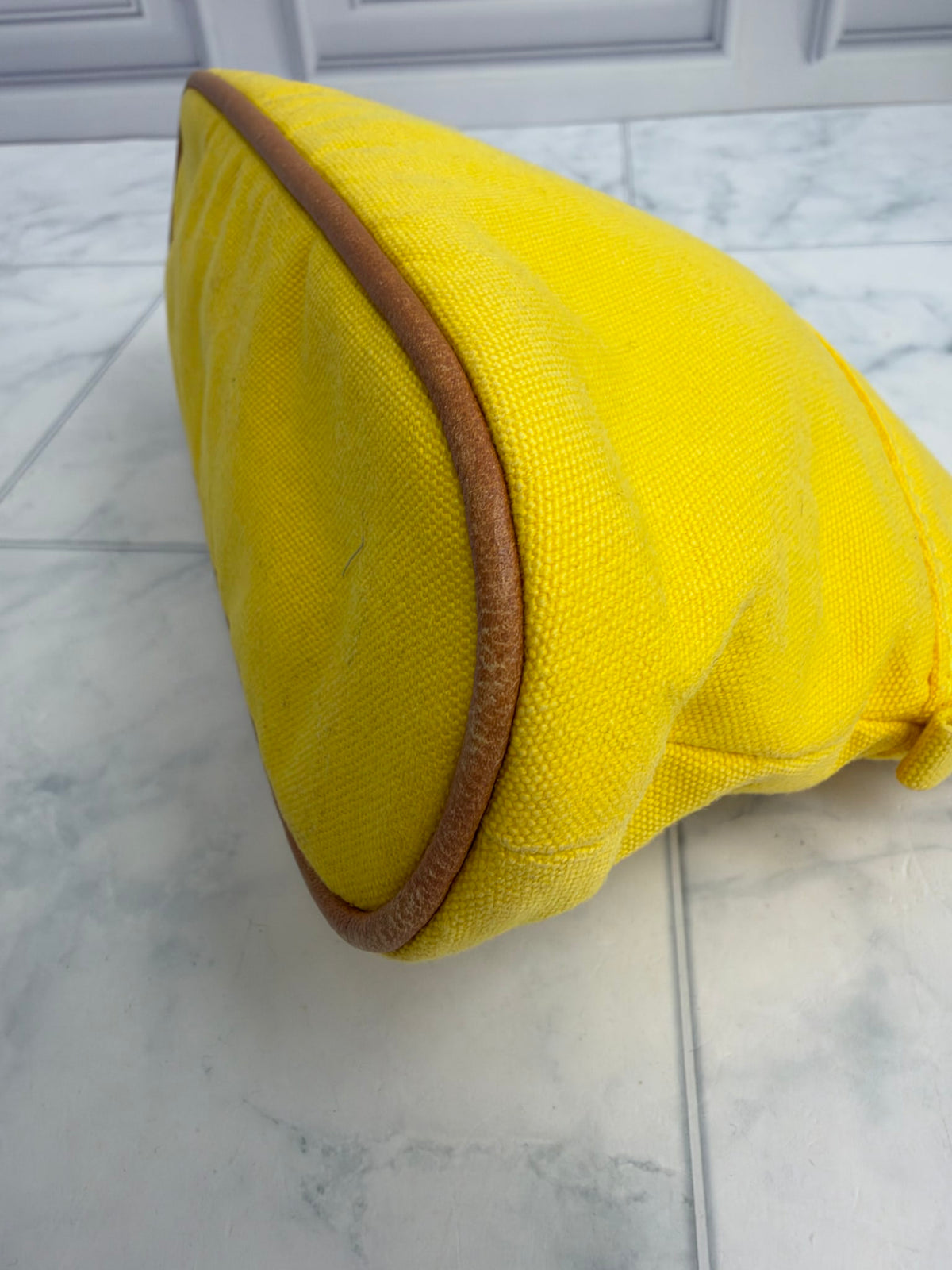 Hermes Yellow Canvas Bolide Pouch